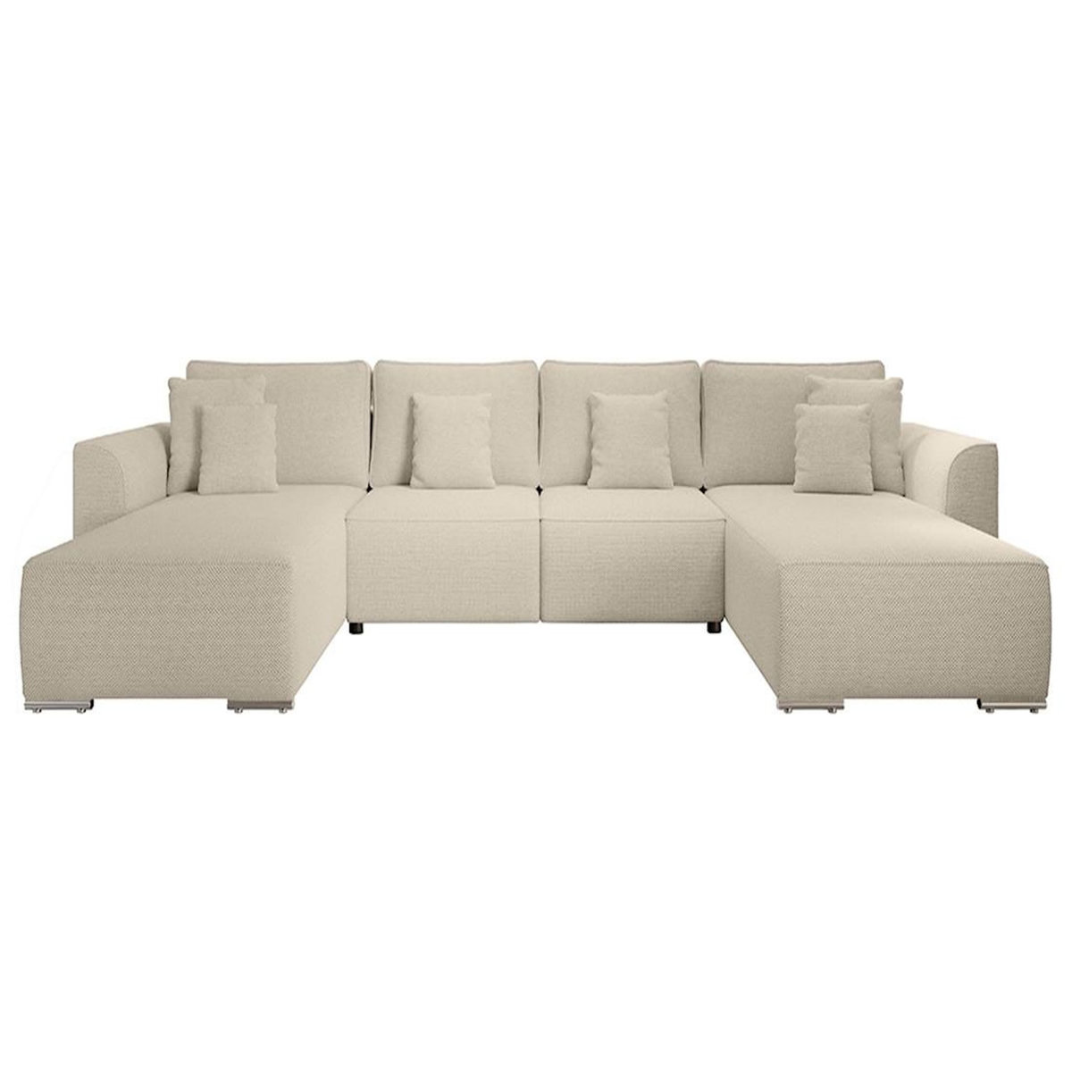 BEST MOBILIER Gabriel - canapé panoramique en u 7 places convertible avec coffre en tissu texturé