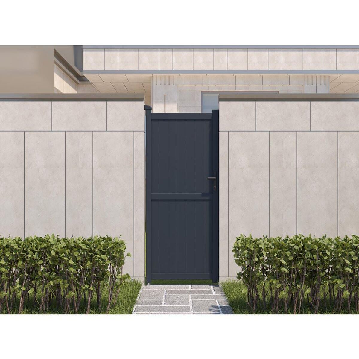 Habitat et Jardin Portillon aluminium  Maurice  - 101.2 x 180.9 cm - Gris