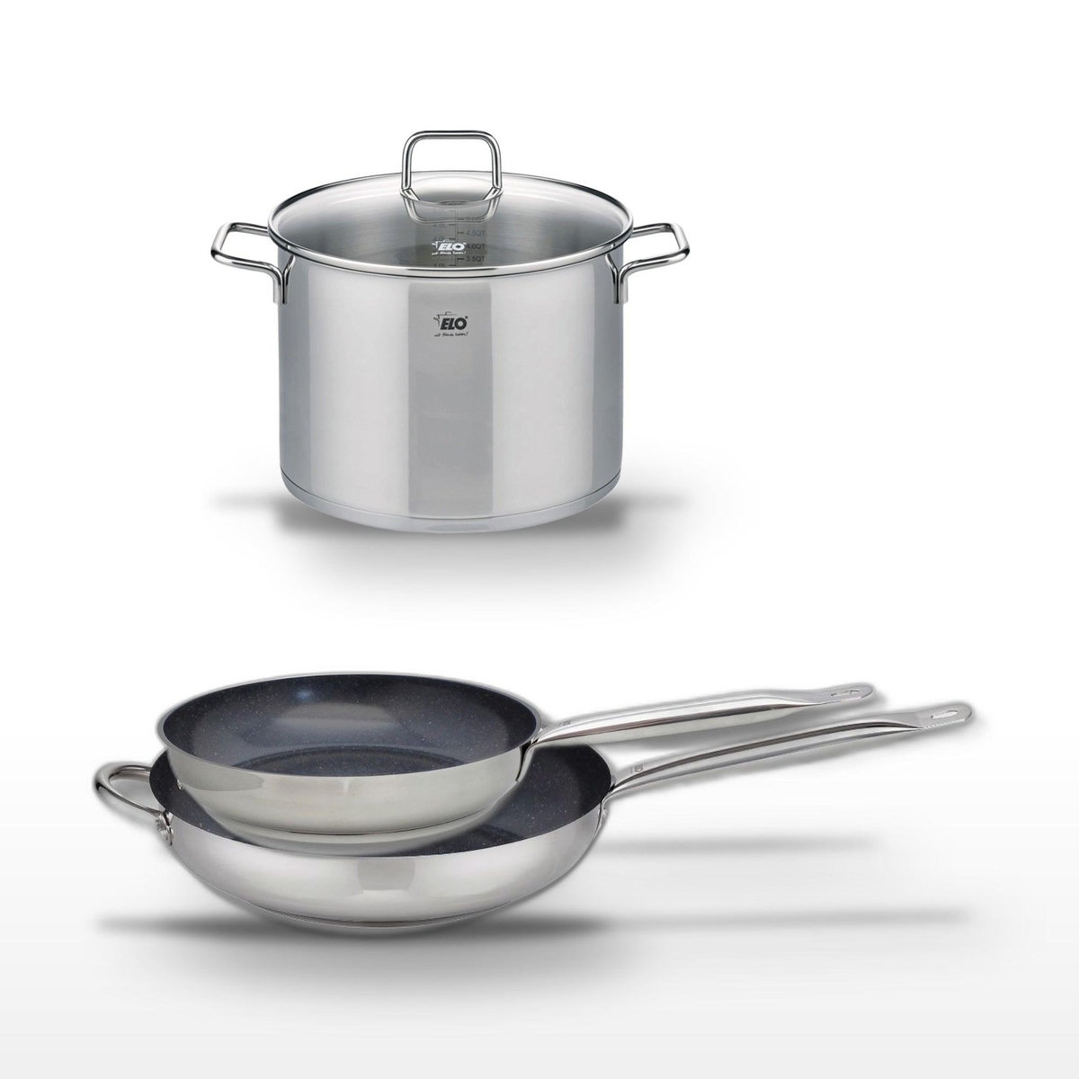 ELO Lot 2 Poêles 28/32cm Elo Profi Therm Platinum et Faitout 26cm