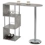 IDIMEX Table haute de bar VIGANDO mange-debout comptoir avec 3 étagères dont 1 porte-bouteilles, en métal chromé et plateau MDF décor béton