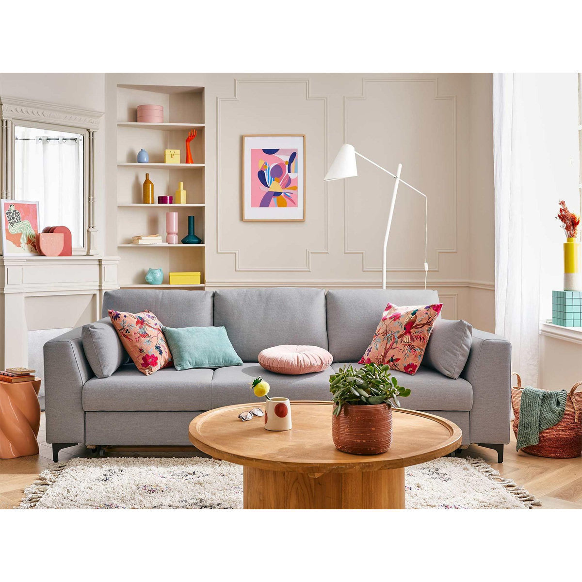 LISA DESIGN Tala - canapé 3 places - convertible - en tissu