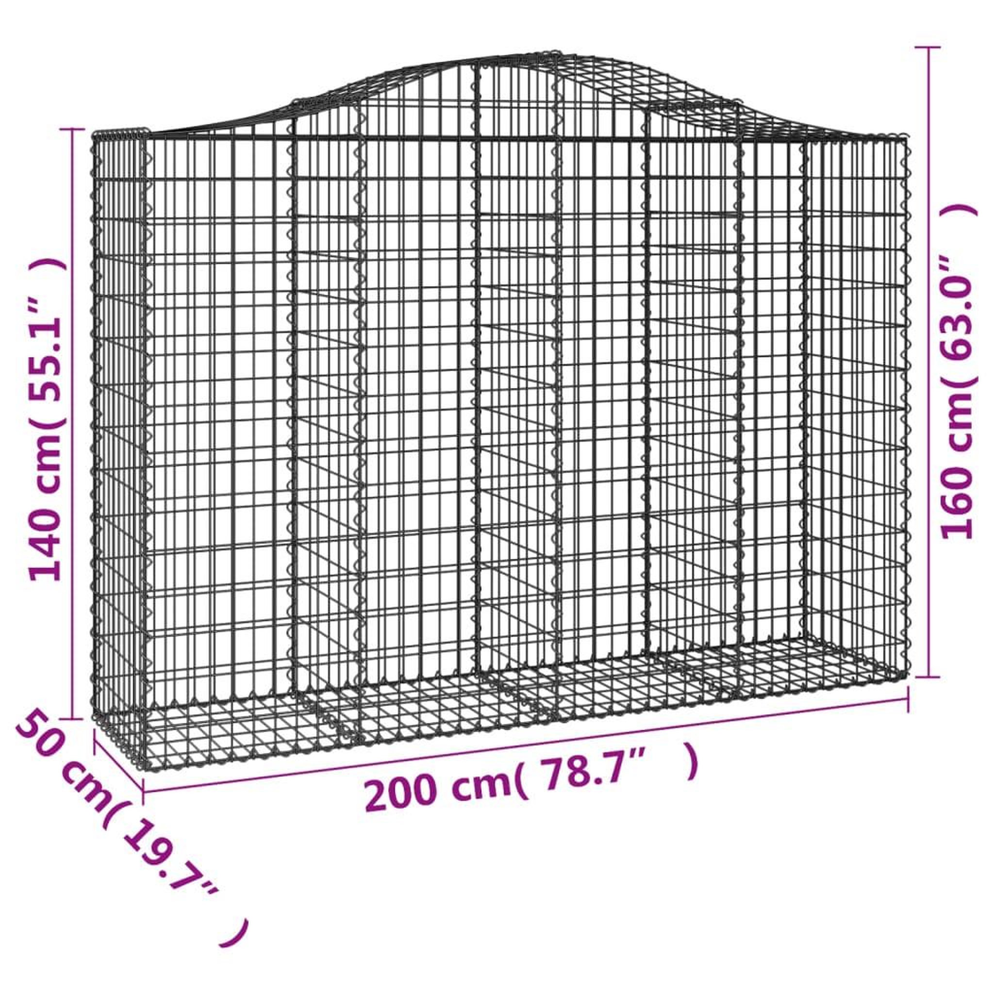 Voir la diapositive 6 : VIDAXL Paniers a gabions arques 40 pcs 200x50x140/160 cm Fer galvanise