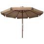 Voir la diapositive 2 : VIDAXL Parasol d'exterieur avec mat en bois 330 cm Taupe