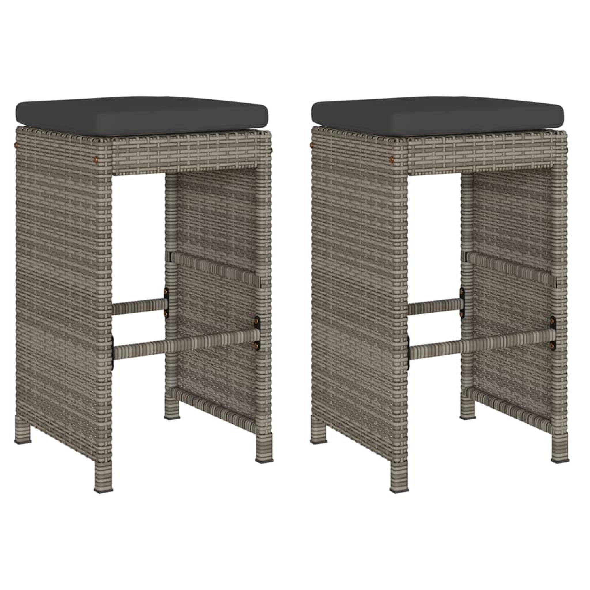 Voir la diapositive 2 : VIDAXL Tabourets de bar jardin coussins lot de 2 gris resine tressee