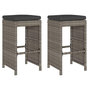 Voir la diapositive 2 : VIDAXL Tabourets de bar jardin coussins lot de 2 gris resine tressee