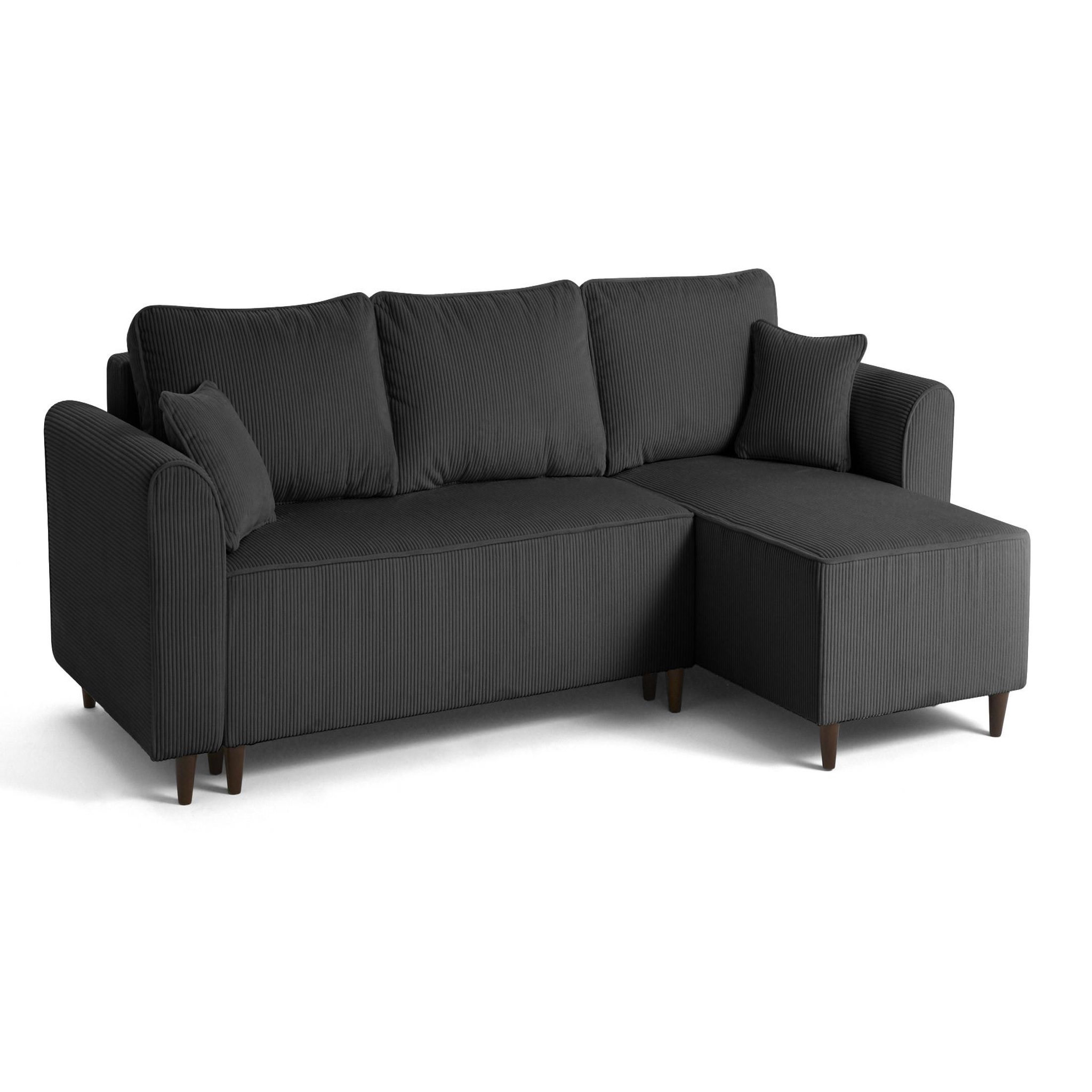 Voir la diapositive 2 : BEST MOBILIER Saphir - canapé d'angle réversible 4 places - convertible avec coffre - en velours côtelé
