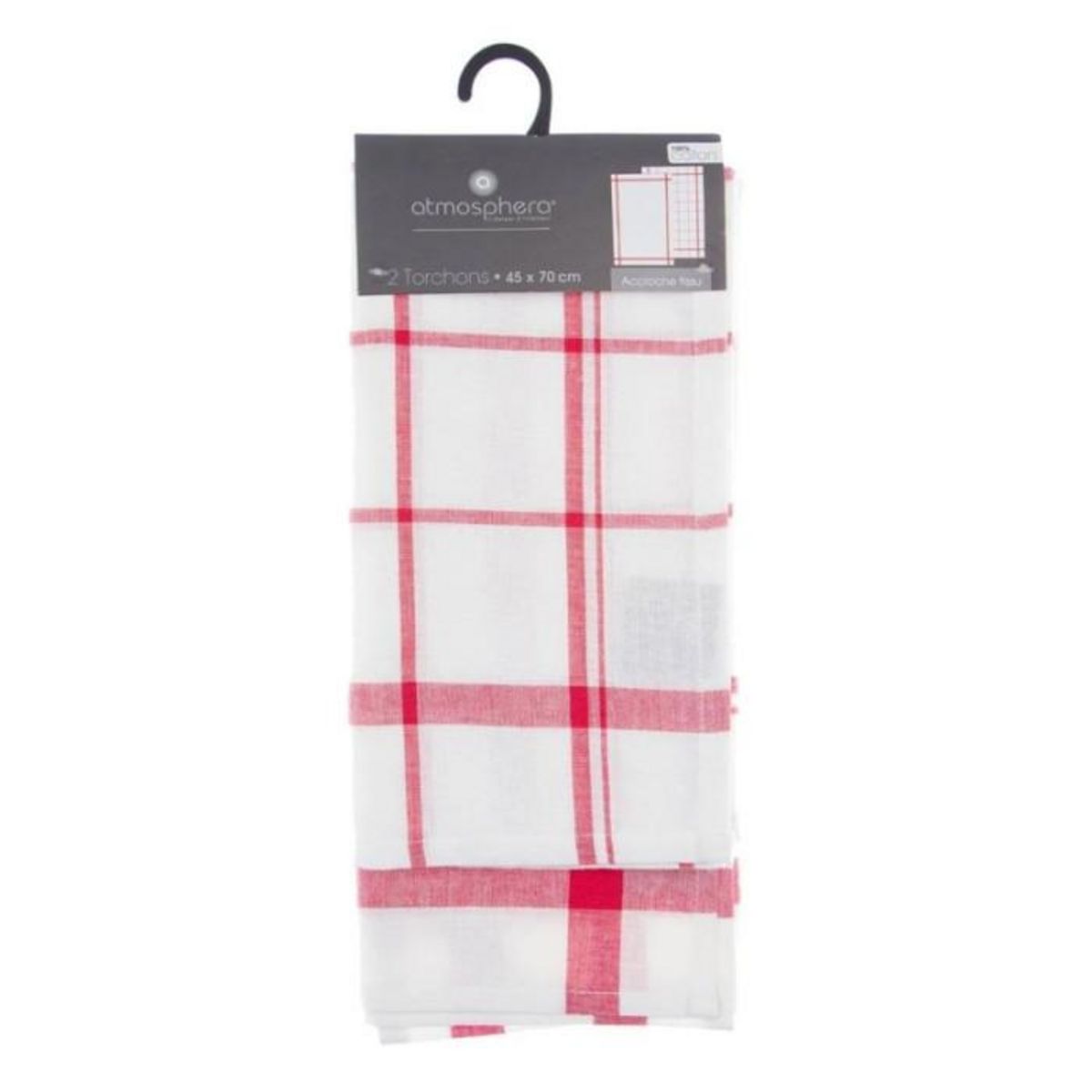 Paris Prix Lot de 2 Torchons de Cuisine  Traditionnel  70cm Rouge