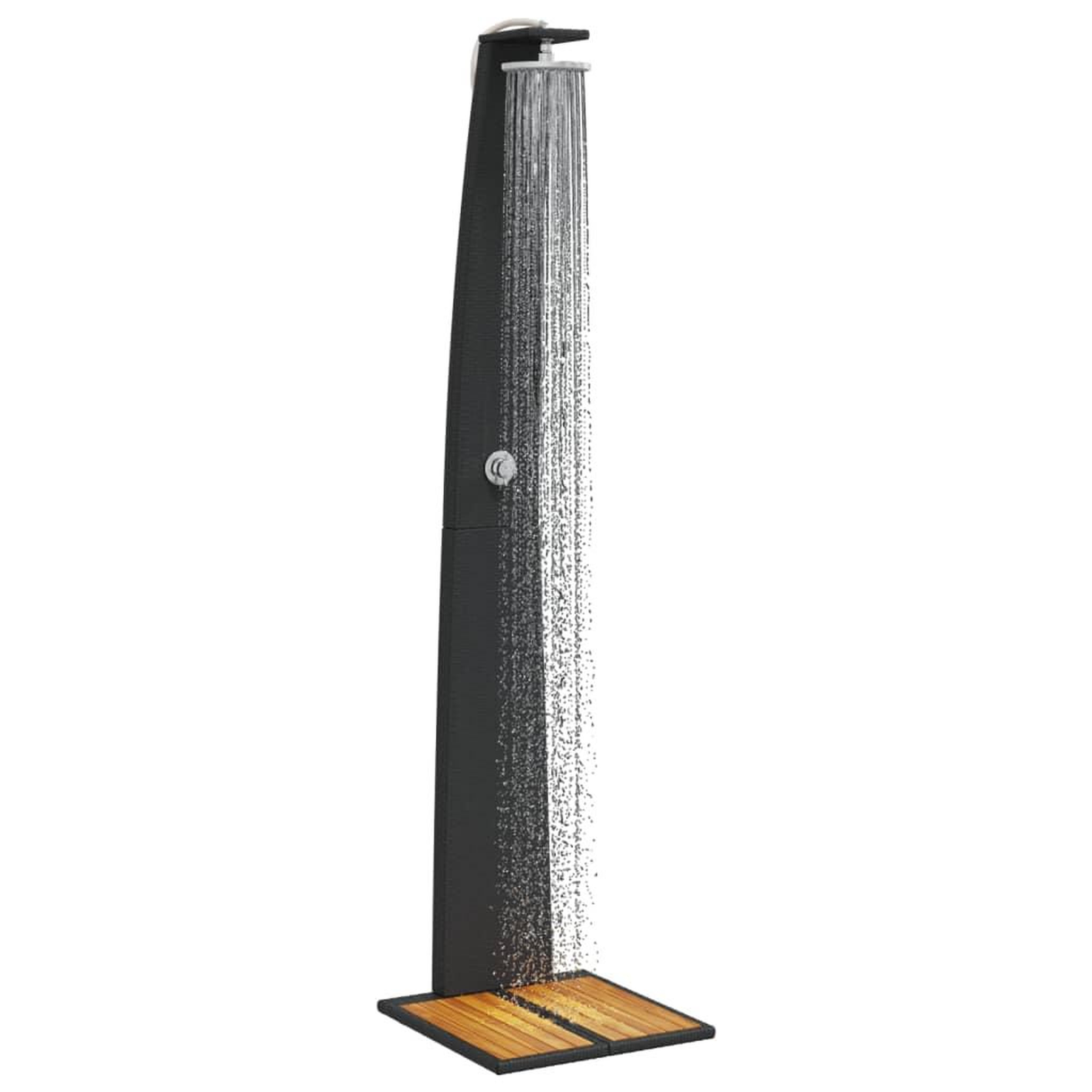 Voir la diapositive 4 : VIDAXL Douche d'exterieur noir 55x60x224 cm resine tressee bois acacia