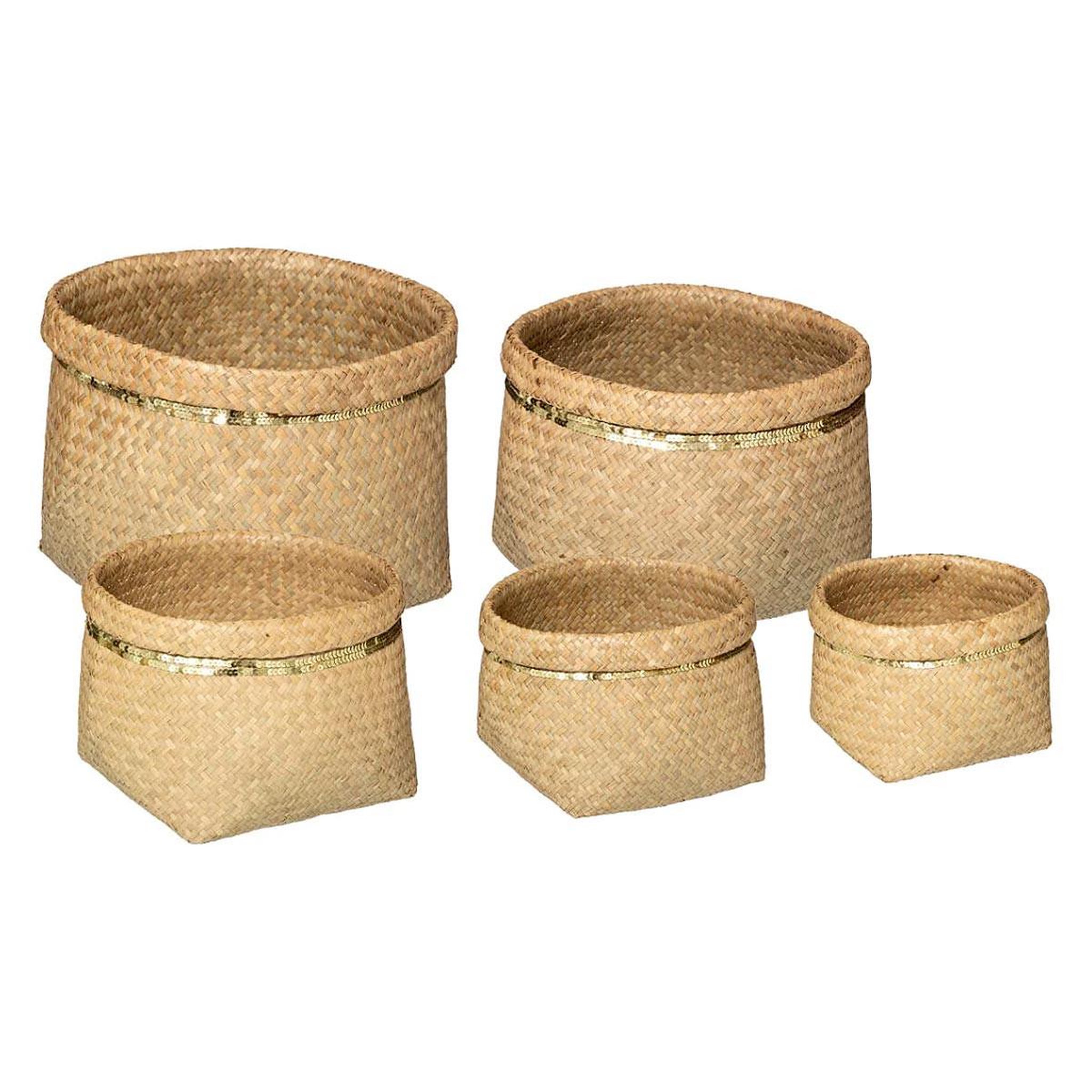 ATMOSPHERA Lot de 5 paniers de rangement  sequins  39cm naturel