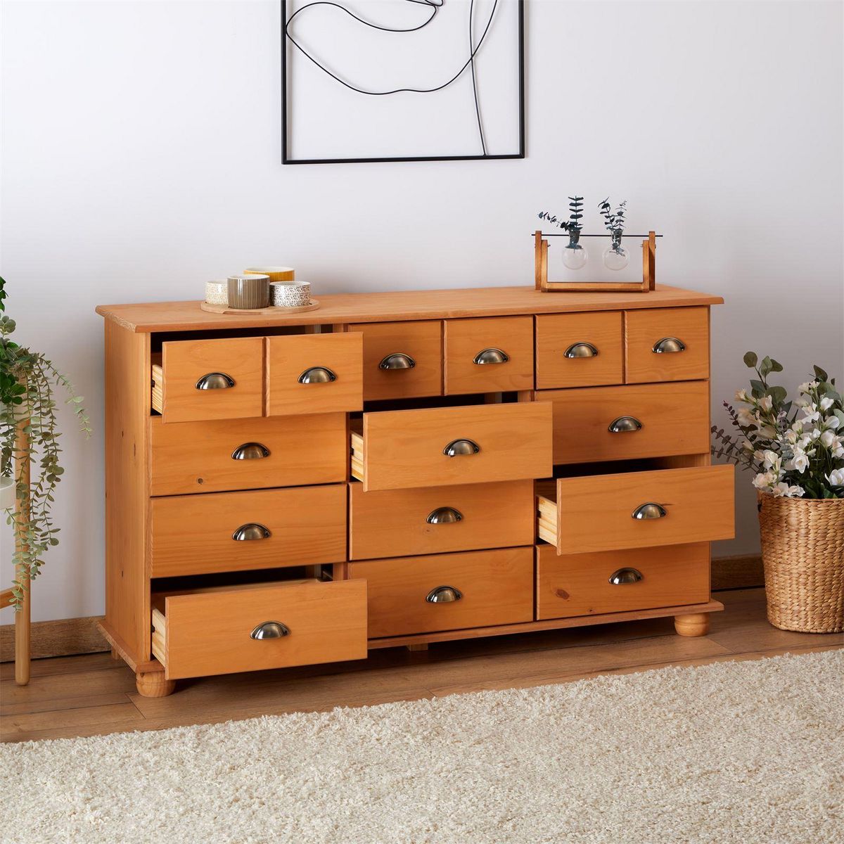 IDIMEX Commode apothicaire COLMAR en pin massif, 12 tiroirs