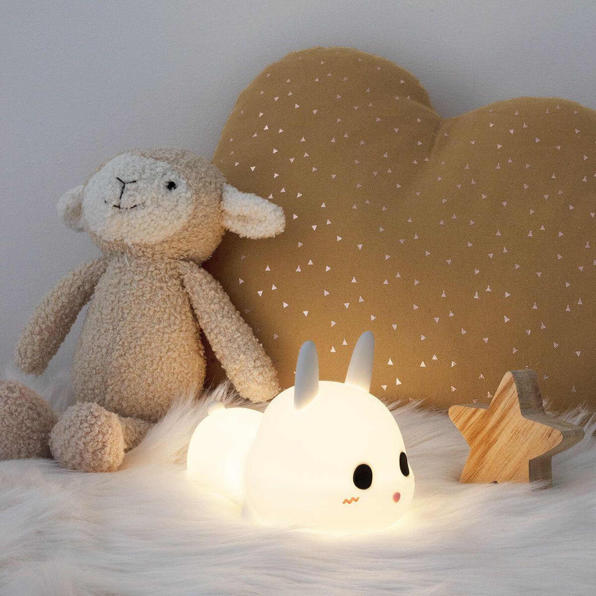 Voir la diapositive 2 : Atmosphera Kids Veilleuse pour Enfant  Lapin Silicone  15cm Blanc