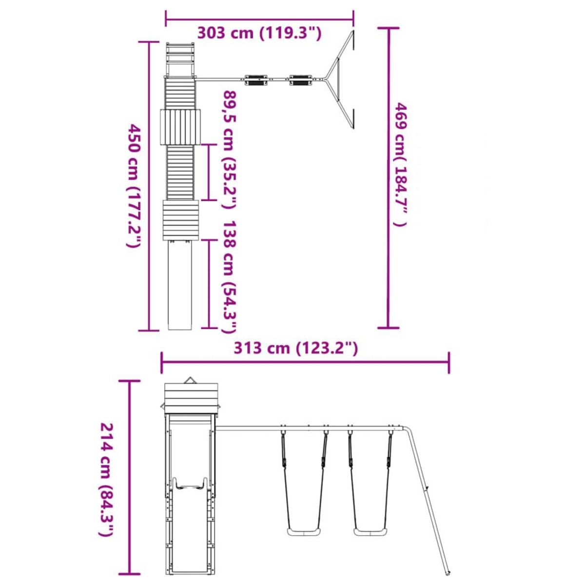 VIDAXL Aire de jeux d'exterieur bois de pin impregne