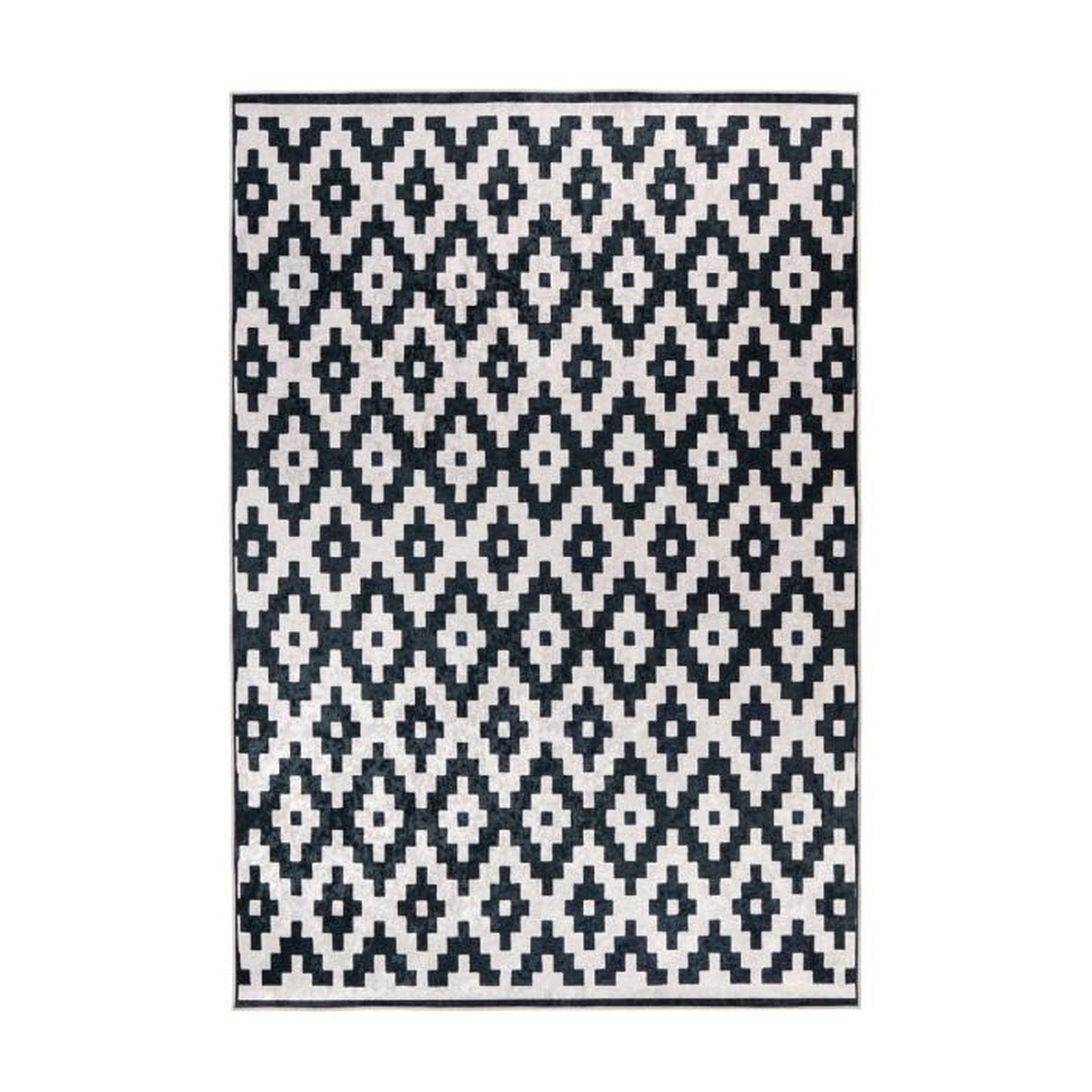 Paris Prix Tapis Géométrique à Poils Courts  Sally  Noir & Blanc. Coloris disponibles : Noir
