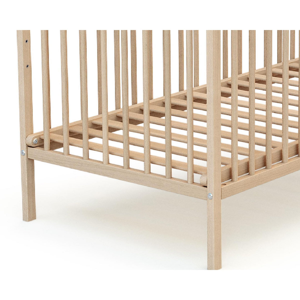 WEBABY Lit bébé en bois - Hêtre brut - 60 x 120 cm