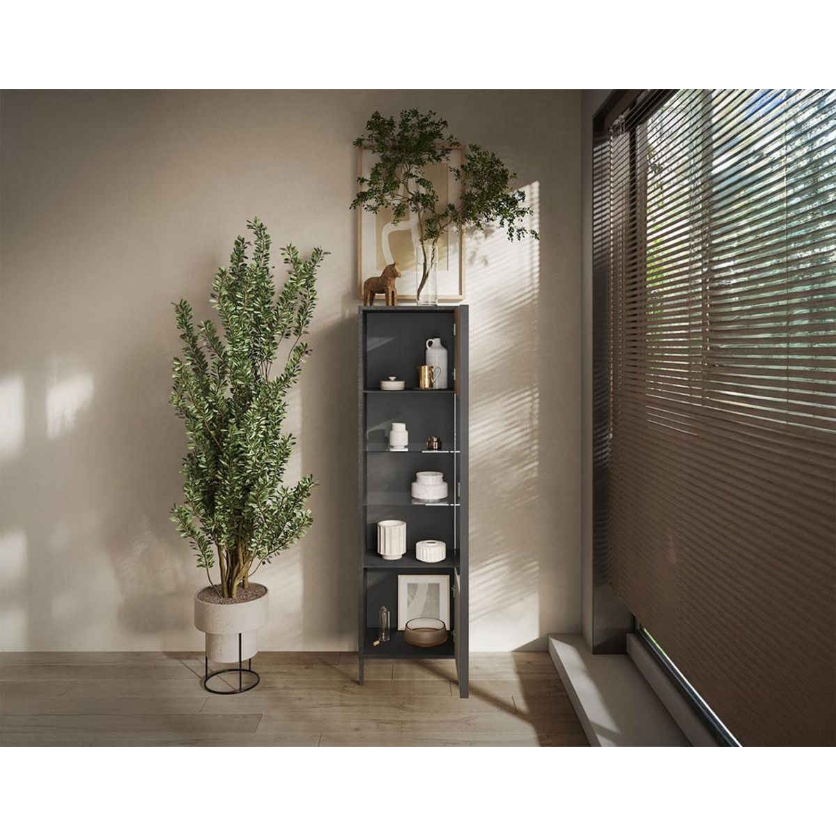 BEST MOBILIER Jules - vitrine - 1 porte - 55x203 cm