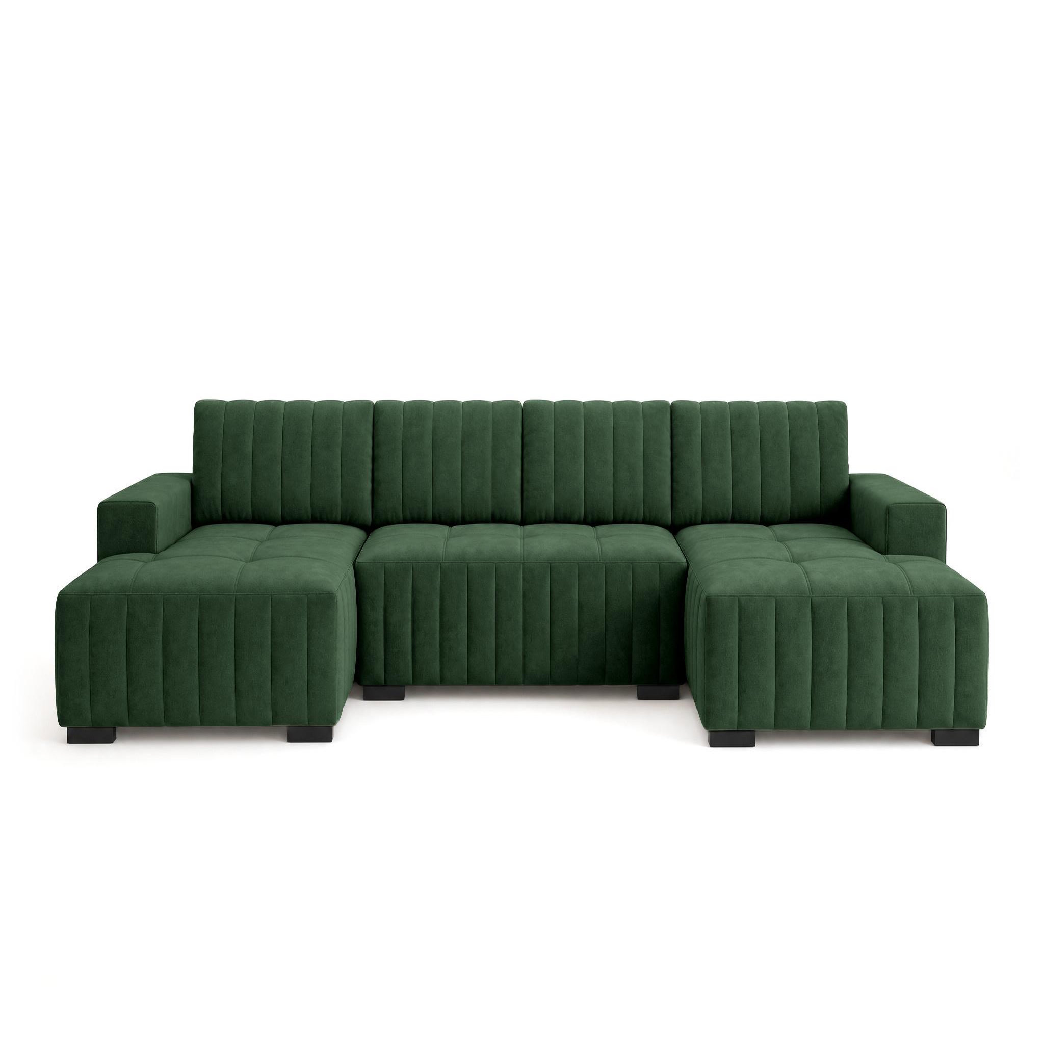 Voir la diapositive 1 : BEST MOBILIER Lazare - canapé panoramique en u 7 places convertible avec coffre en velours