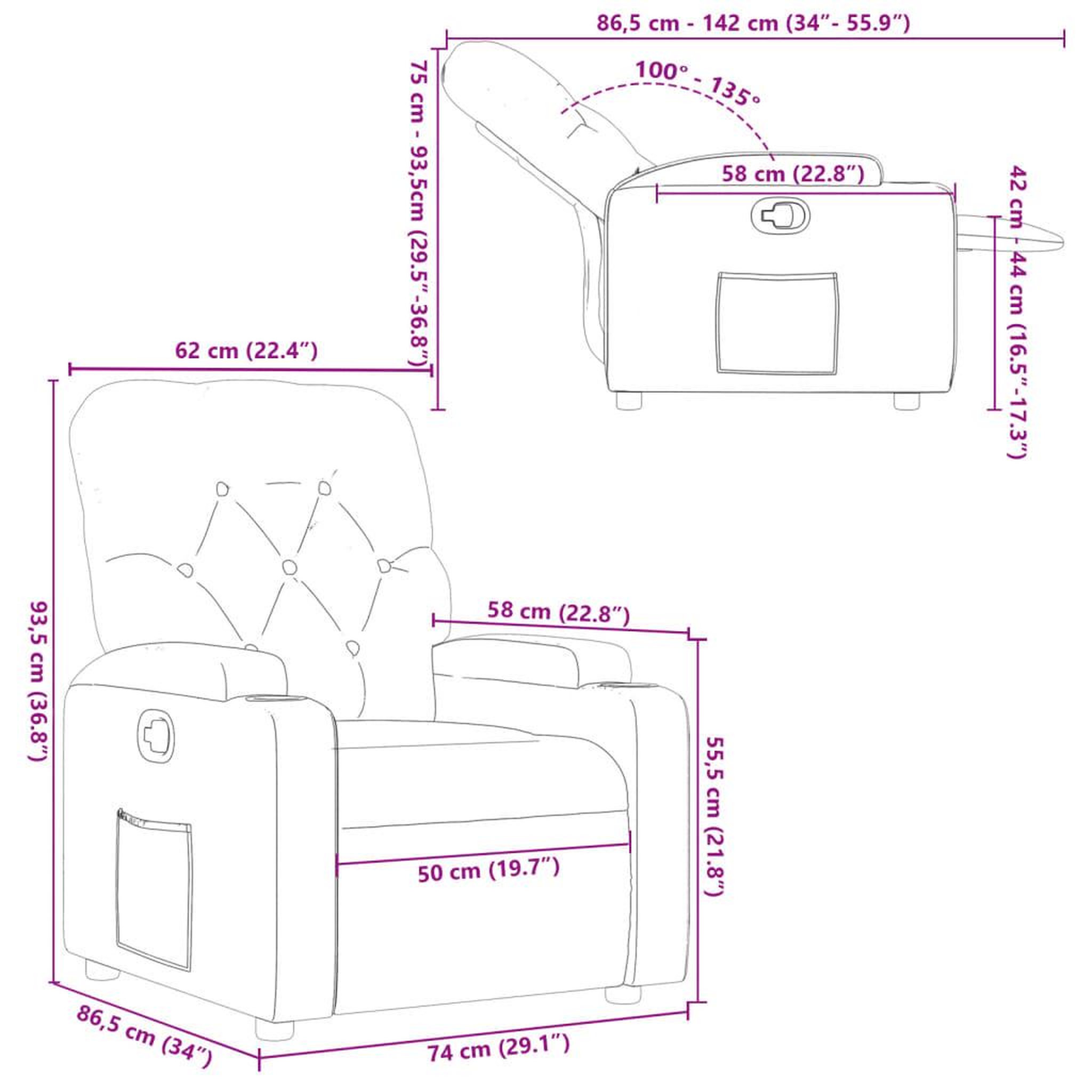 Voir la diapositive 6 : VIDAXL Fauteuil inclinable Noir Similicuir