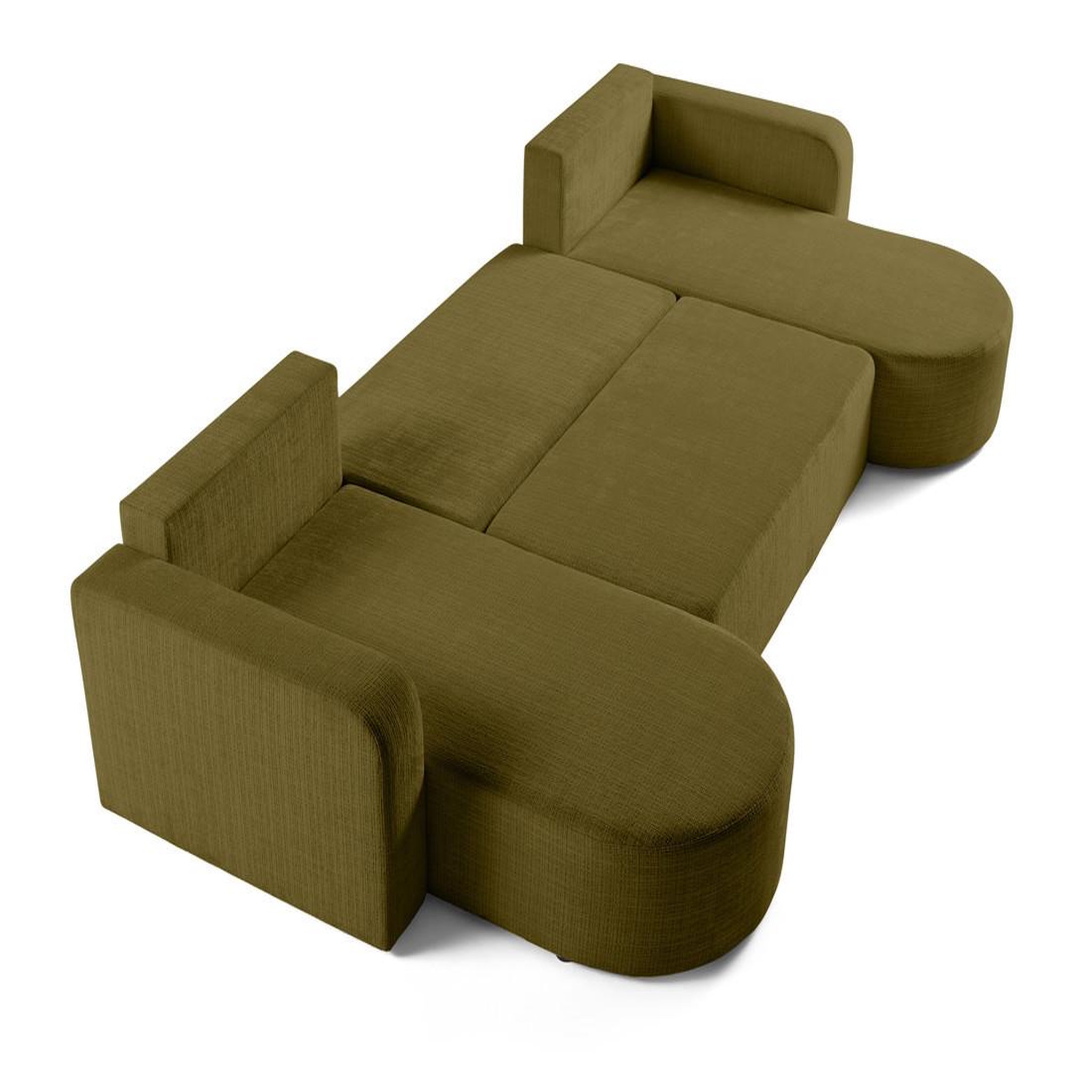 Voir la diapositive 3 : BEST MOBILIER Miro - canapé panoramique en u 7 places - convertible avec coffre - en velours texturé