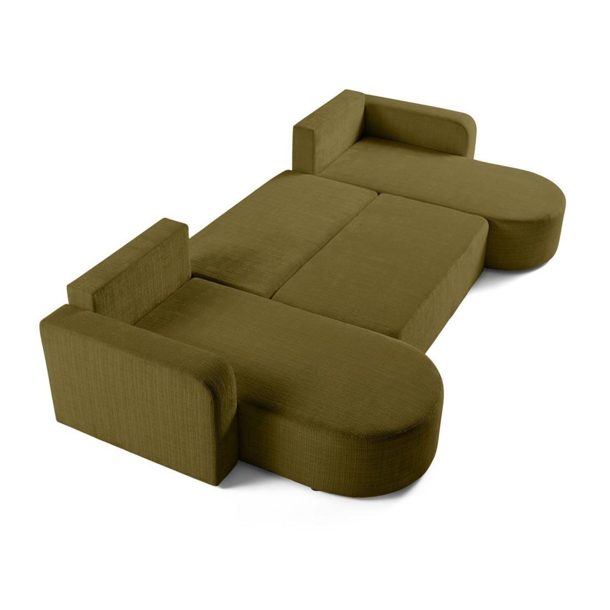 BEST MOBILIER Miro - canapé panoramique en u 7 places - convertible avec coffre - en velours texturé