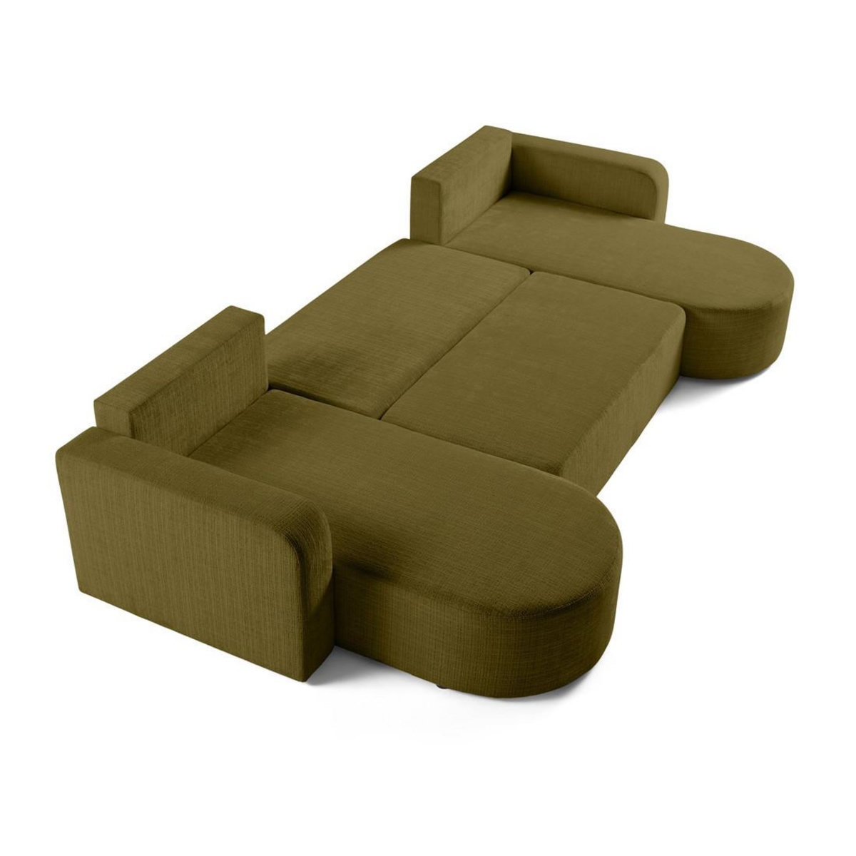 BEST MOBILIER Miro - canapé panoramique en u 7 places - convertible avec coffre - en velours texturé