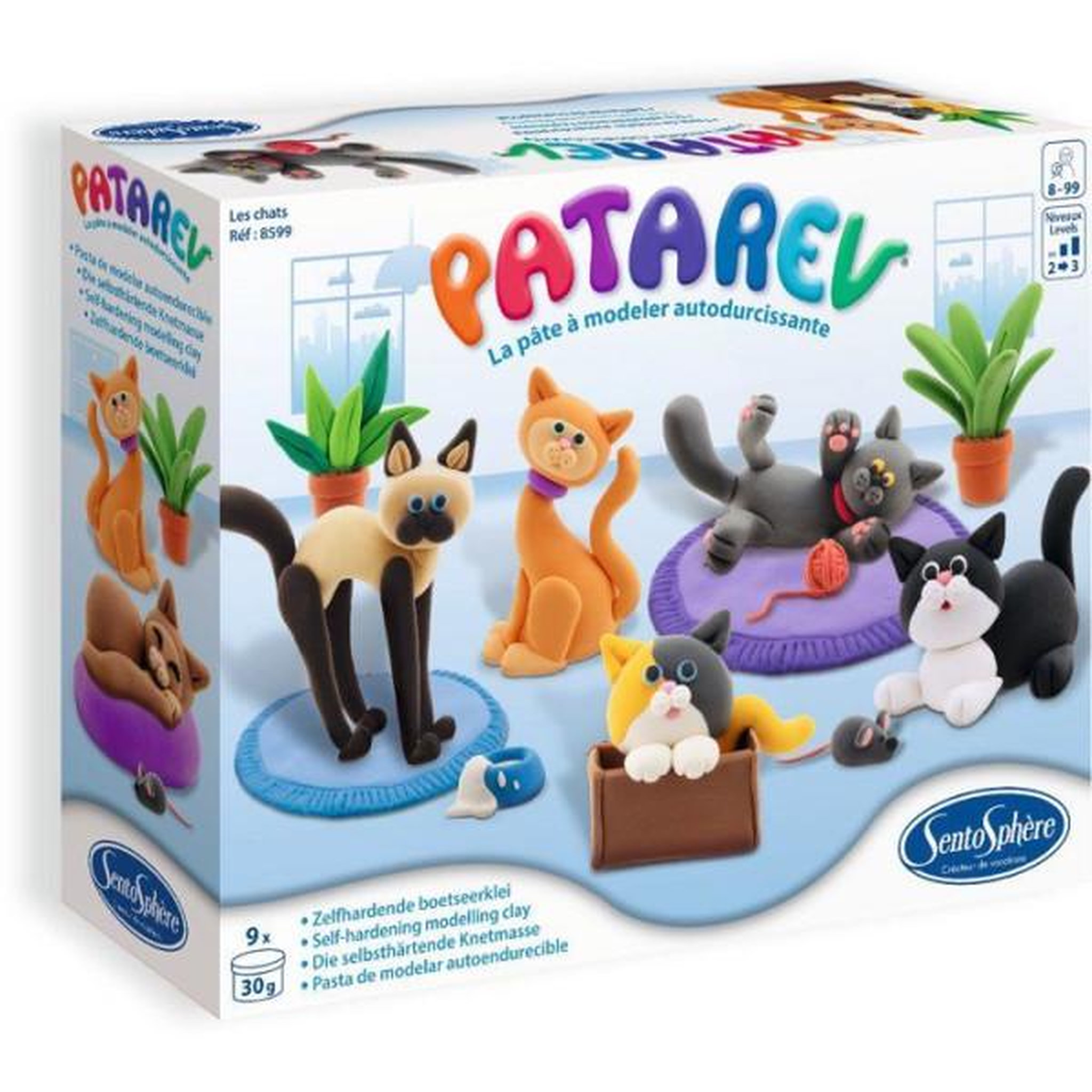 Sentosphere Pate a modeler autodurcissante - sentosphere - patarev - les chats - différentes couleurs - 9 couleurs - des 7 ans