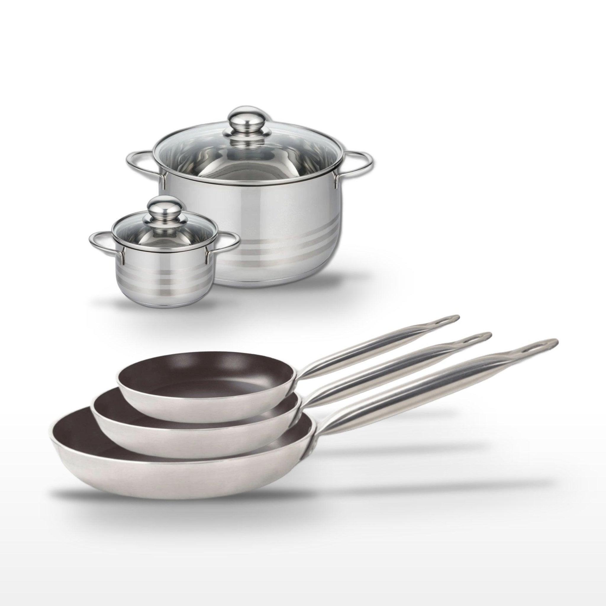 ELO Lot de 3 poêles 24/28/32 cm elo bistro line et 2 faitouts 12/20 cm