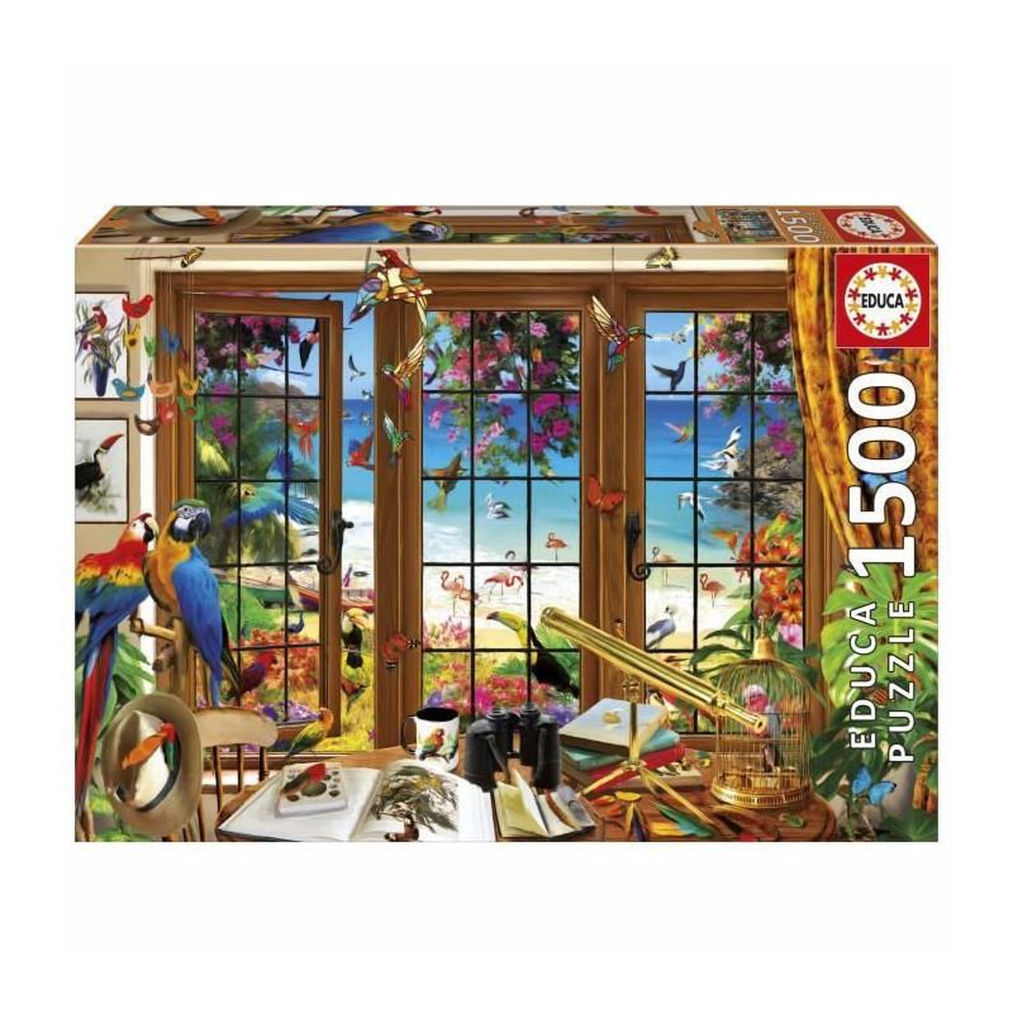 EDUCA Puzzle 1500 pièces - Fenêtre de l’observateur d’oiseaux - 85 x 60 cm - Educa