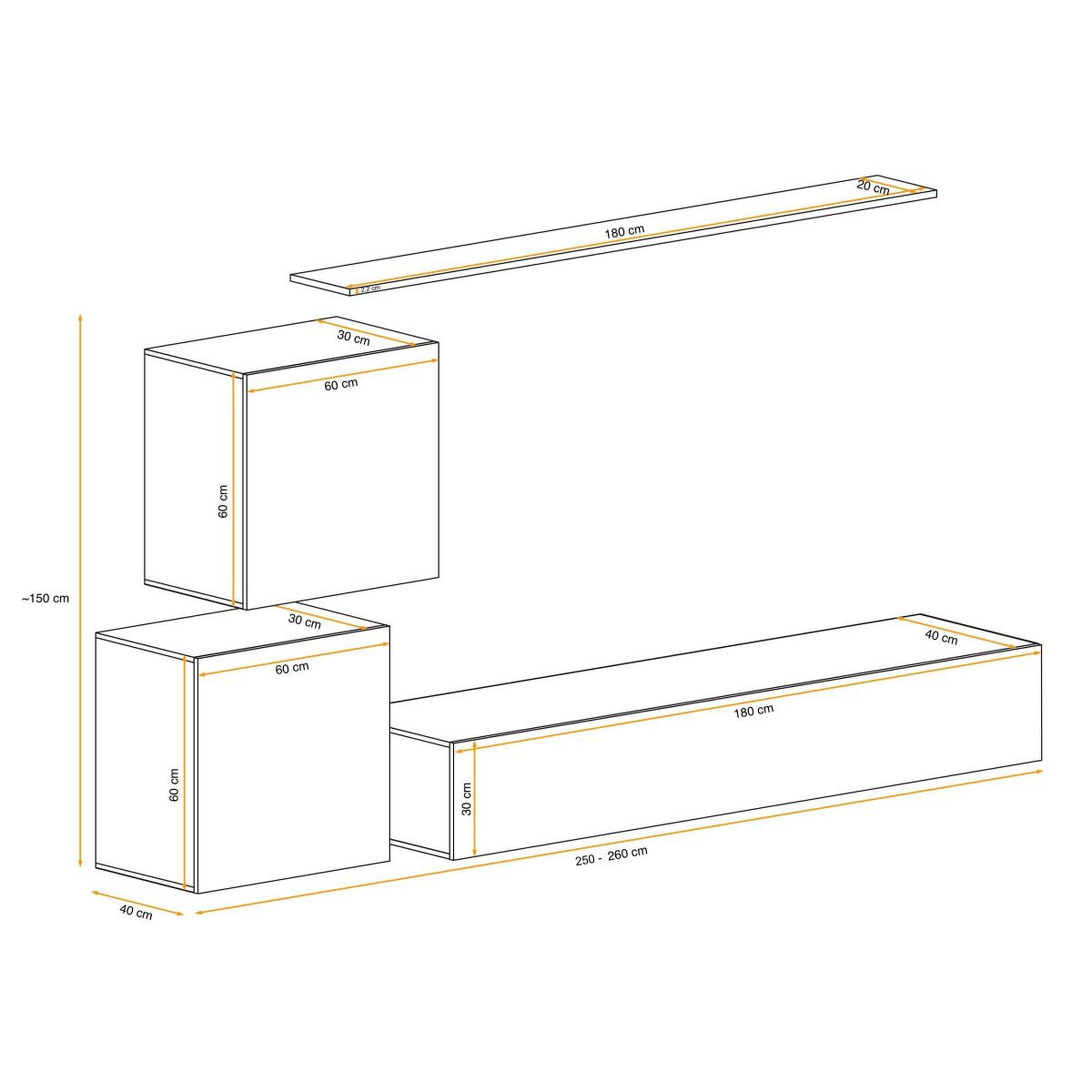 Voir la diapositive 6 : Paris Prix Meuble tv mural design  switch v  250cm blanc & noir