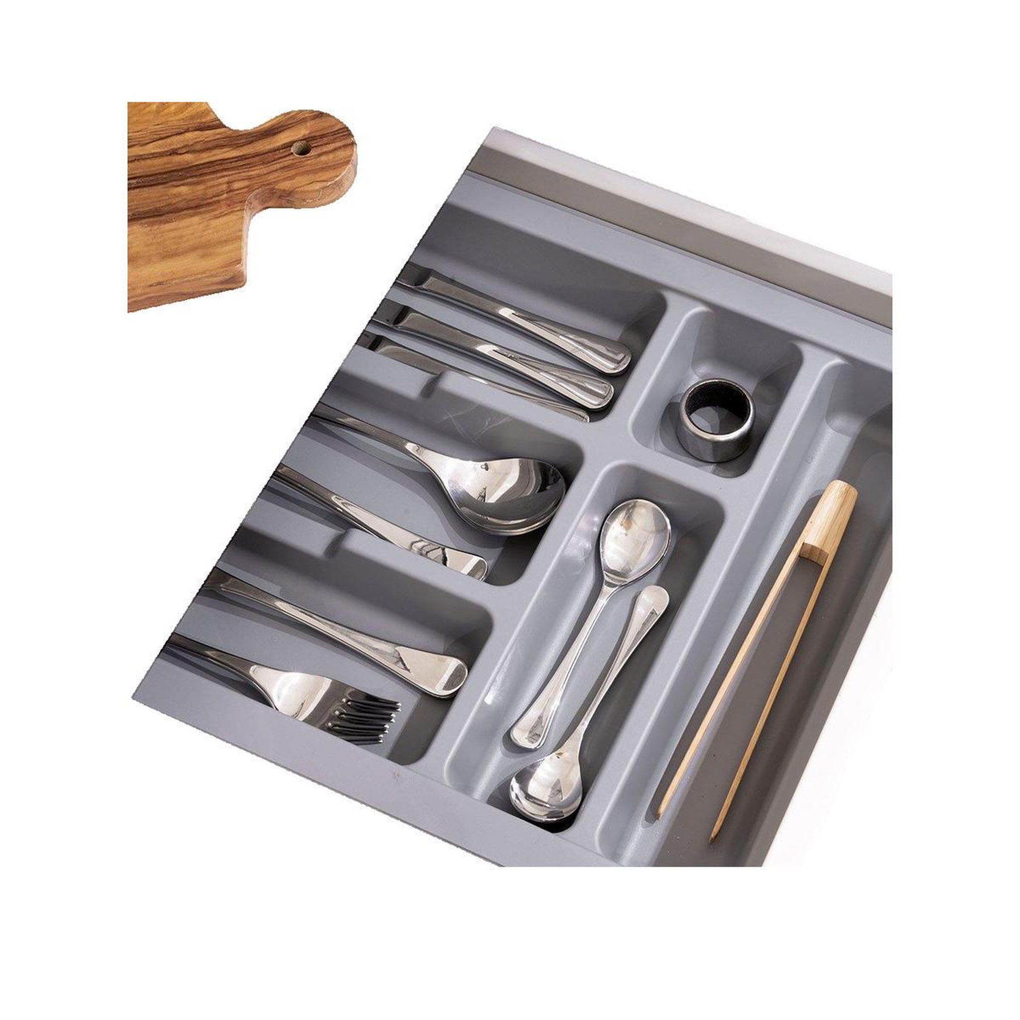 Voir la diapositive 2 : Emuca 8329421 Range couverts Optima pour tiroir universel, module 450mm, Plastique, Gris