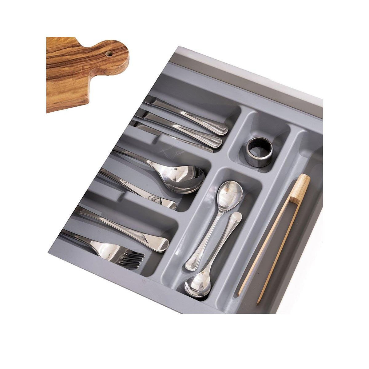 Emuca 8329421 Range couverts Optima pour tiroir universel, module 450mm, Plastique, Gris