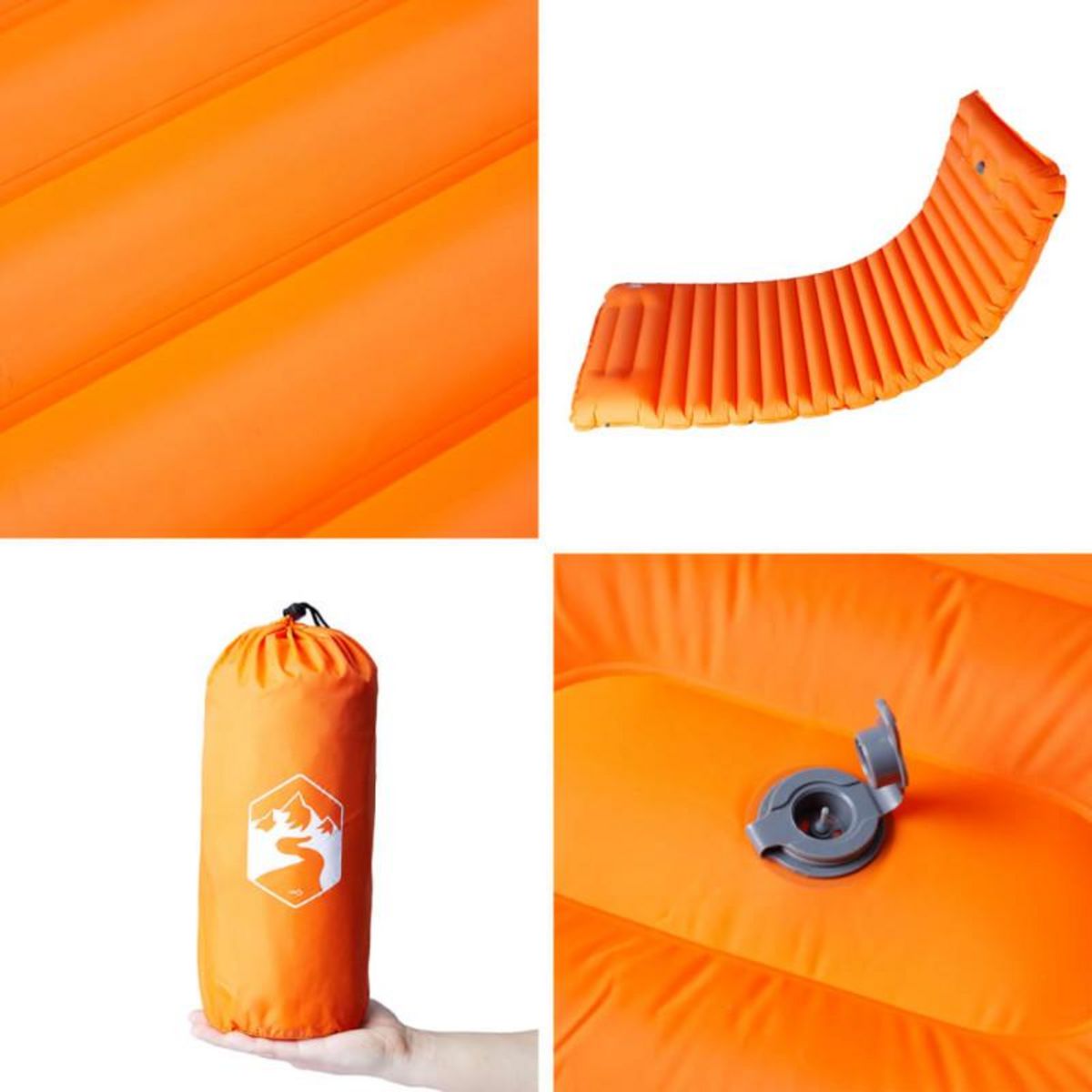 VIDAXL Matelas de camping autogonflant avec oreiller 1 personne orange