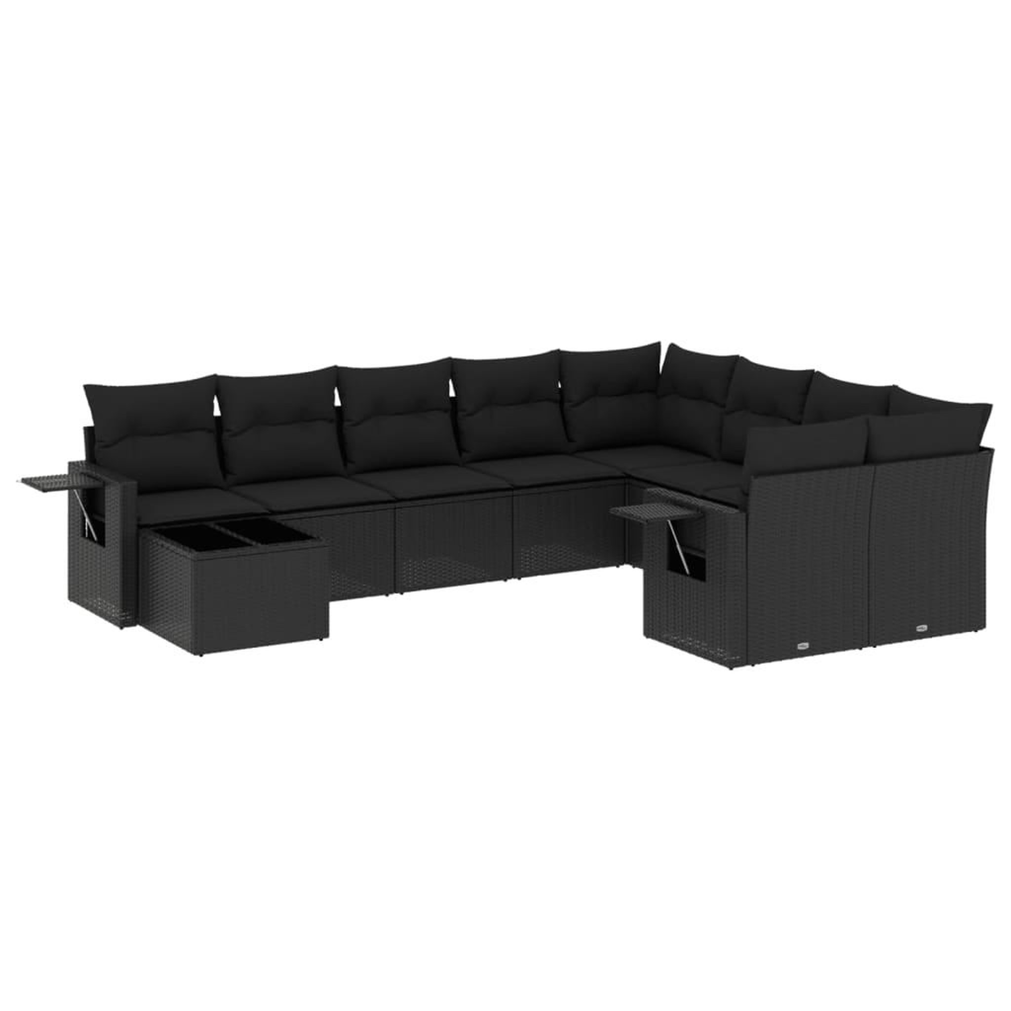 Voir la diapositive 2 : VIDAXL Salon de jardin 10 pcs avec coussins noir resine tressee