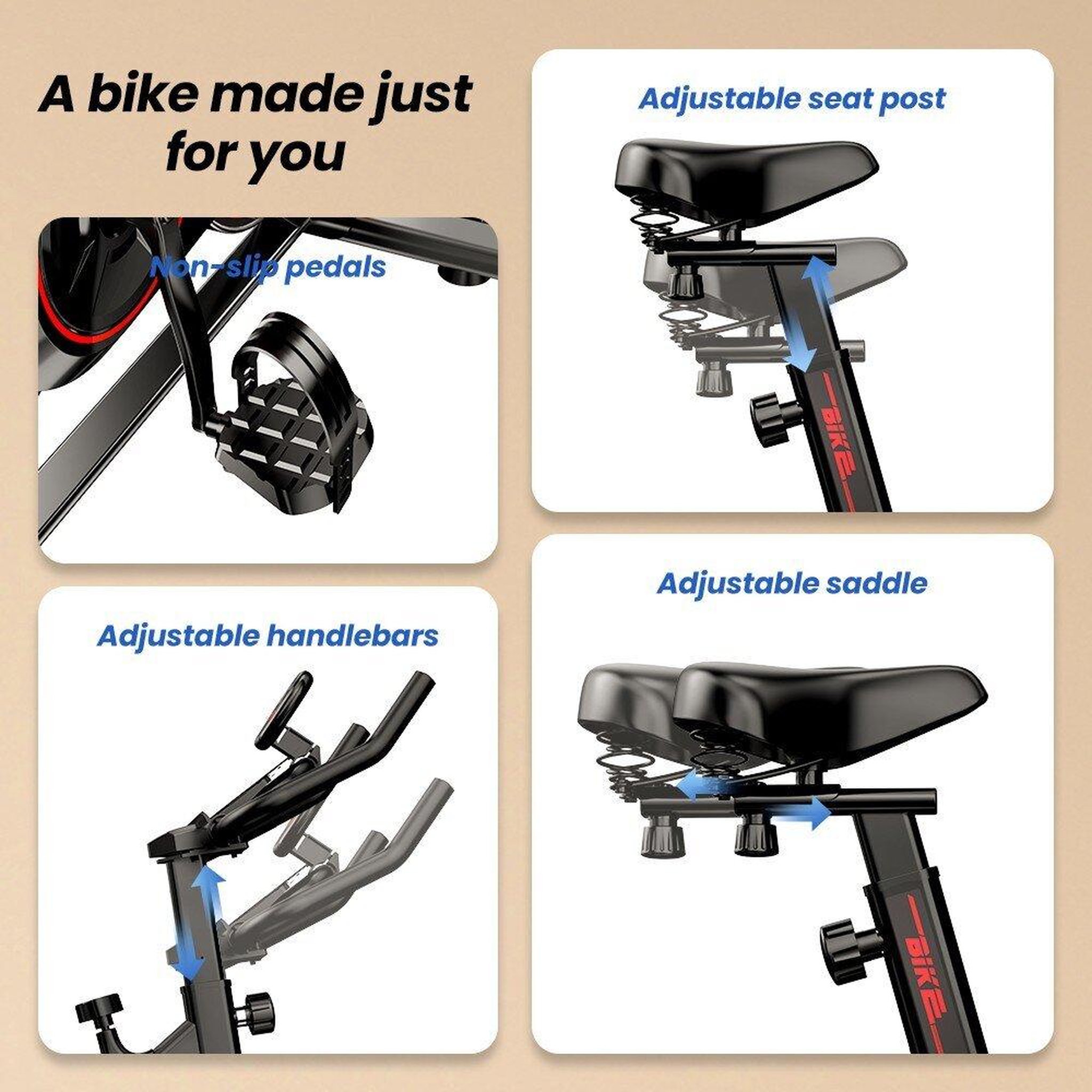 Voir la diapositive 4 : FORMILL Vélo d'appartement formill qk101, résistance réglable, transmission silencieuse, capacité de 120 kg, écran lcd