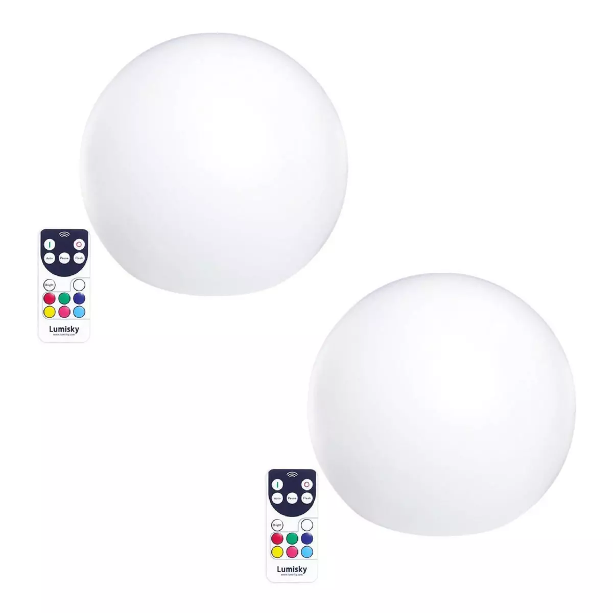 Lumisky Lot de 2 boules lumineuses sans fil LED 2x BOBBY C30 Blanc Polyéthylène D30CM