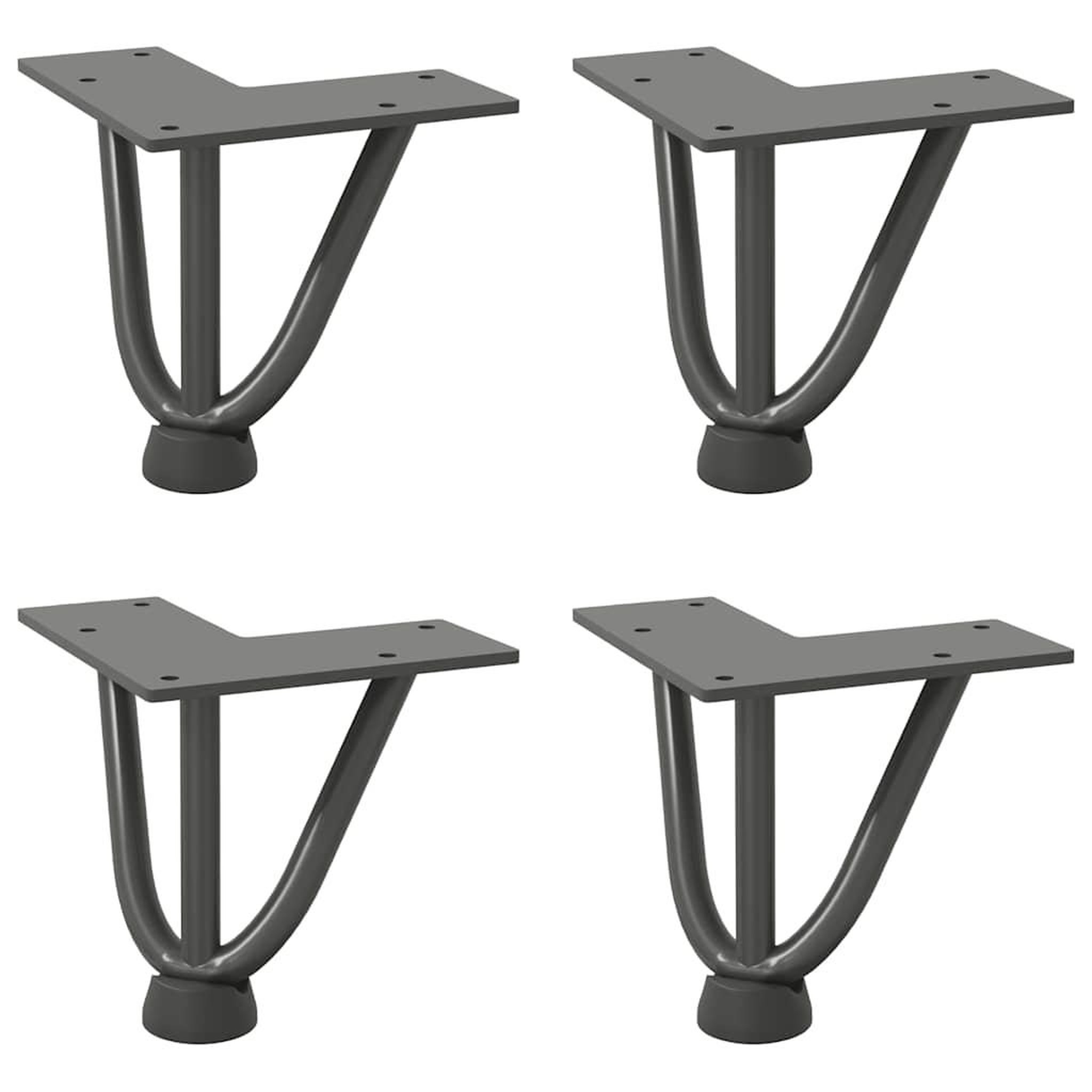 Voir la diapositive 2 : VIDAXL Pieds de table en forme d'epingle a cheveux 4 pcs anthracite