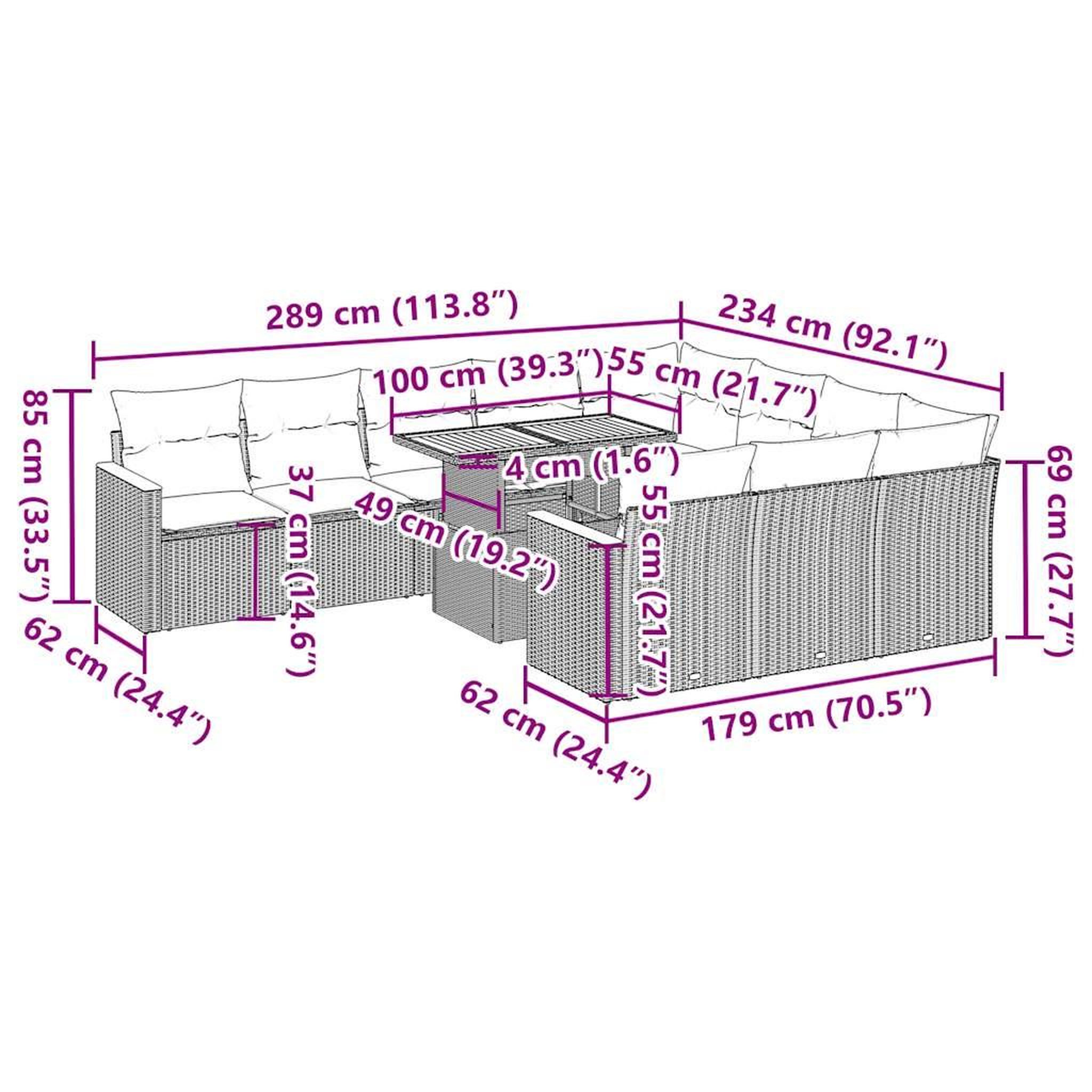 Voir la diapositive 6 : VIDAXL Ensemble de canapes de jardin 11 pcs et coussins rotin acacia