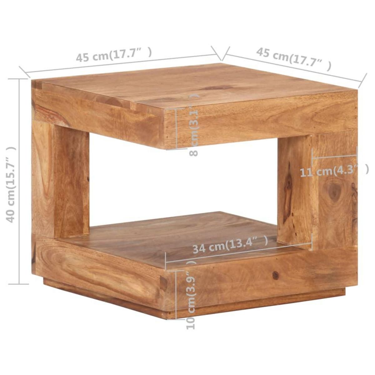 VIDAXL Table basse 45x45x40 cm Bois d'acacia massif