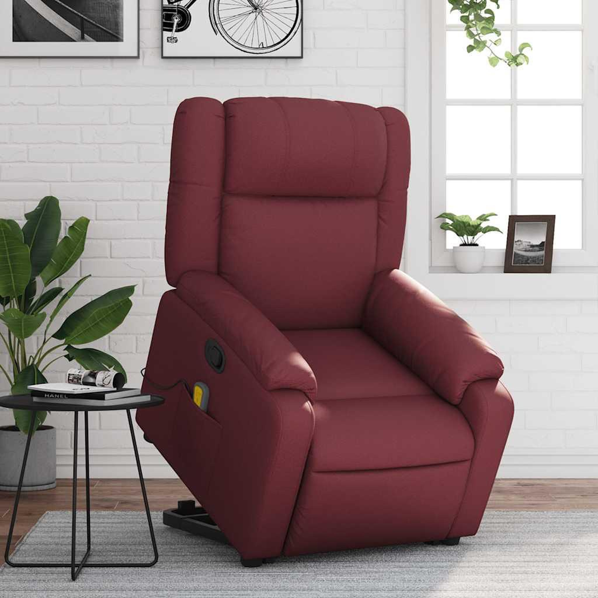 VIDAXL Fauteuil inclinable de massage Rouge bordeaux Similicuir