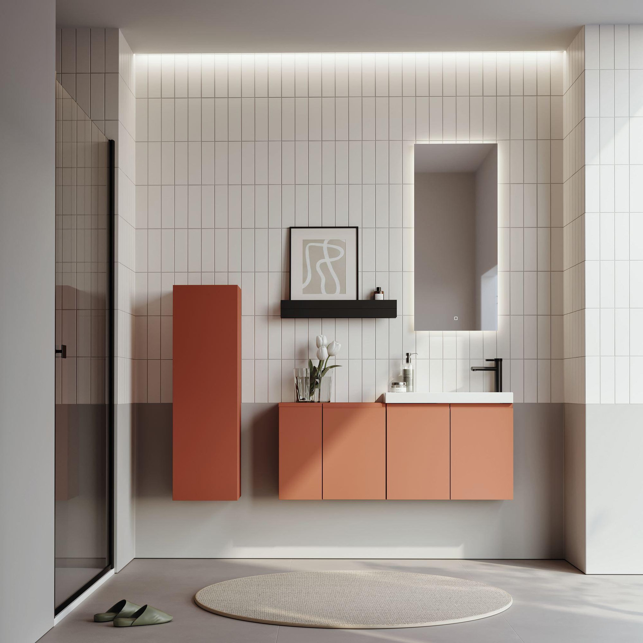 Voir la diapositive 3 : Habitat et Jardin Armoire de Salle de Bain  Ferla 30  - 30 x 25 x 100 cm - Matte Cinnamon