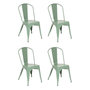 Voir la diapositive 1 : ATMOSPHERA Lot de 4 Chaises en Métal  Niko  85cm Vert Olive
