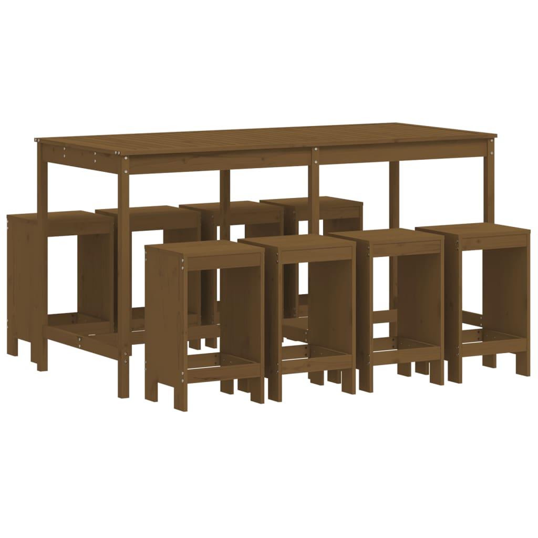 Voir la diapositive 2 : VIDAXL Ensemble de bar de jardin 9 pcs marron miel bois de pin massif