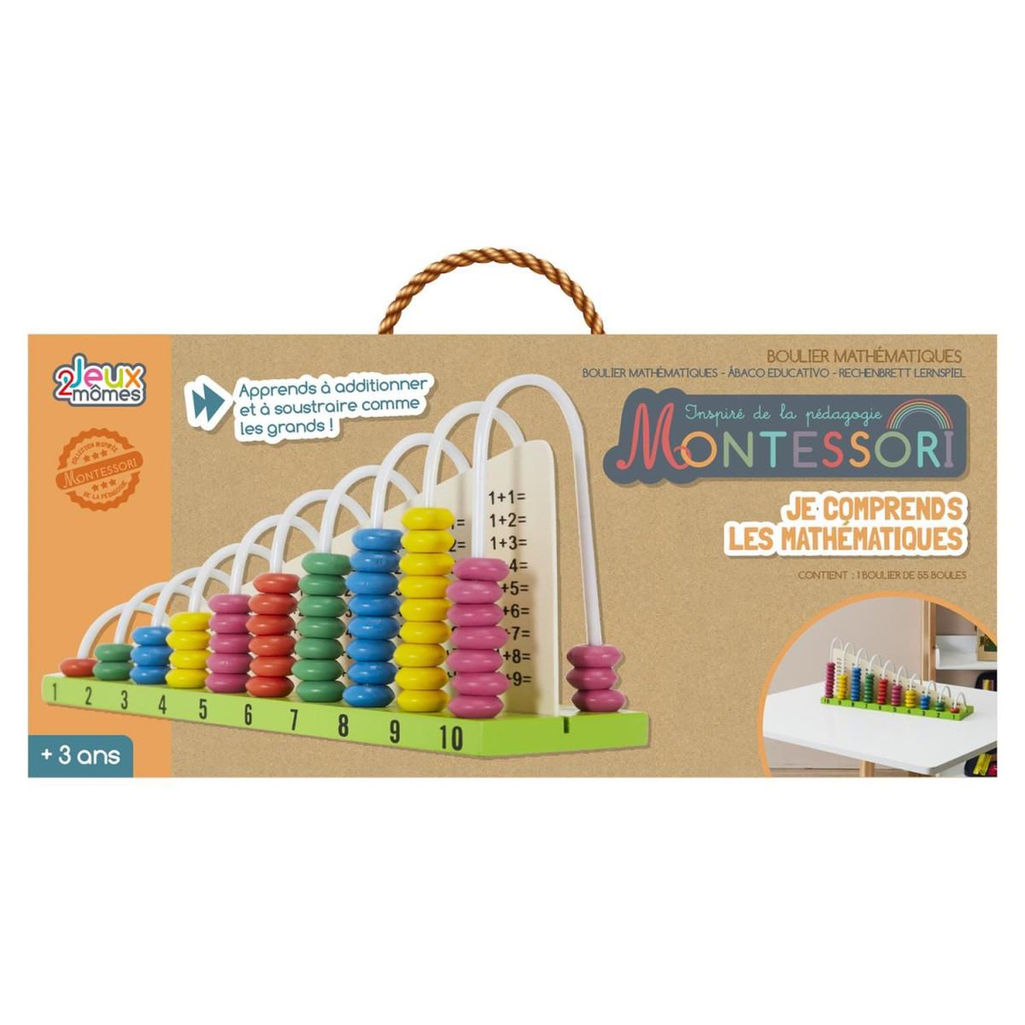 Jeux 2 momes Boulier  je comprends les maths  30cm multicolore