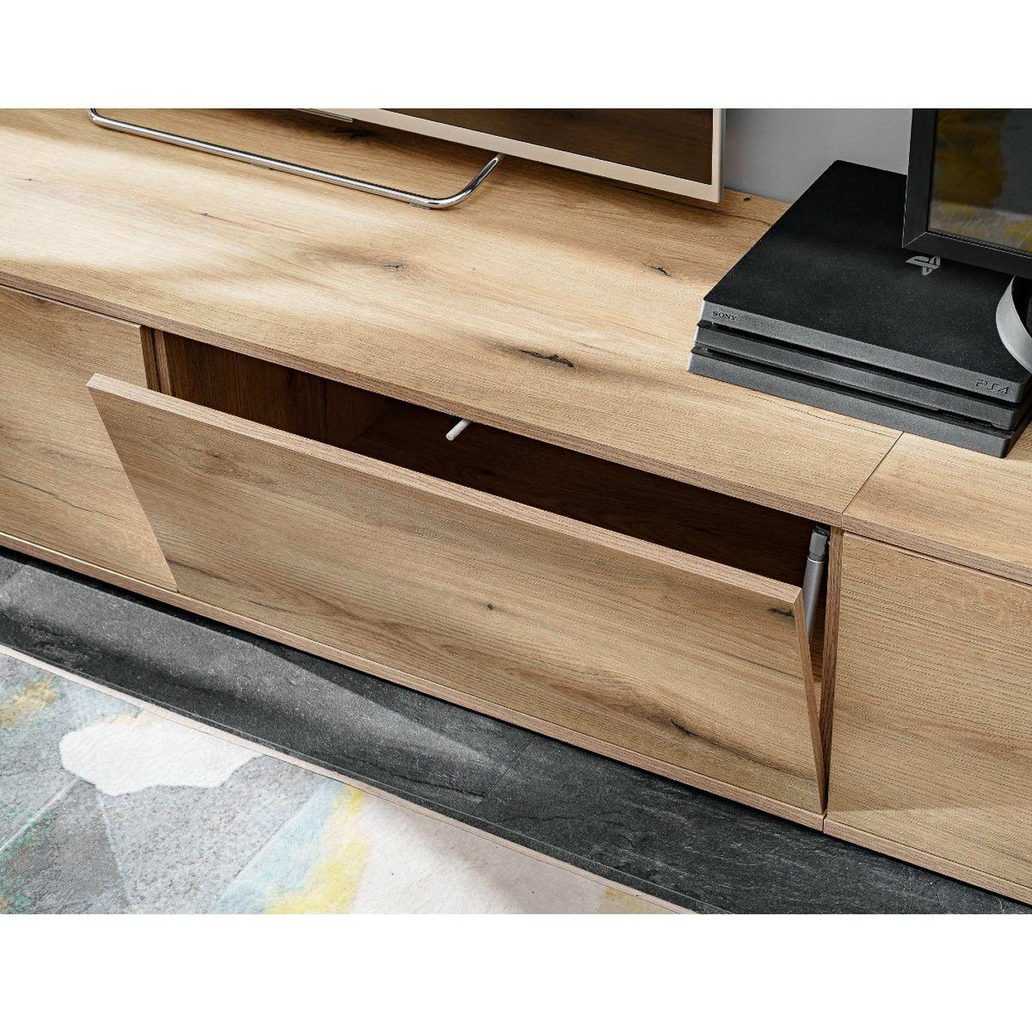 Voir la diapositive 4 : JLC KREATION Ensemble tv mural moderne en bois avec vitrines urka