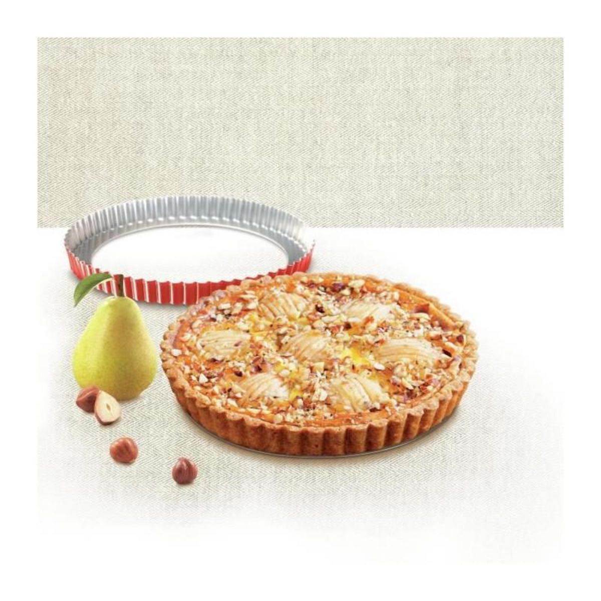 TEFAL TEFAL Moule a tarte Delibake en acier - O 28 cm - Rouge et gris - Fond amovible