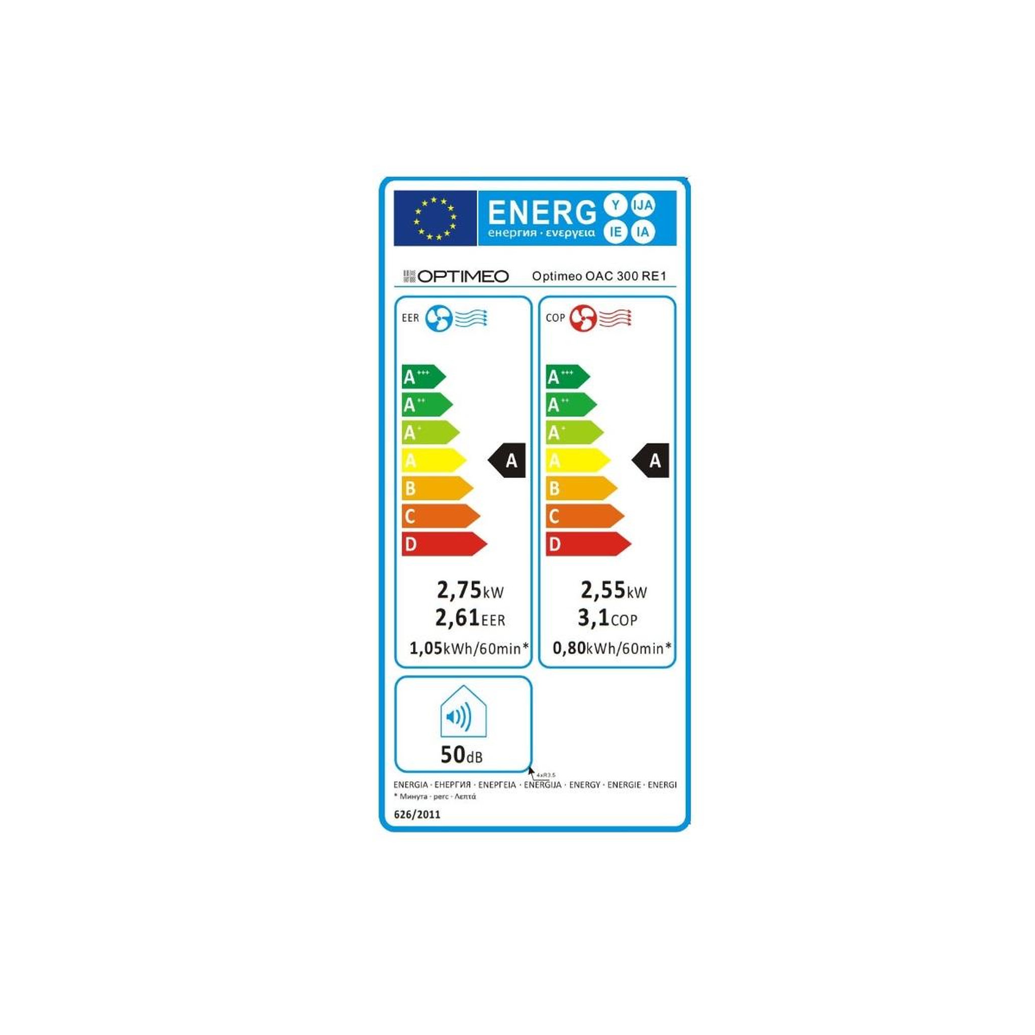 Voir la diapositive 2 : OPTIMEO Climatiseur monobloc 2750w 25m² - OAC-300-RE1