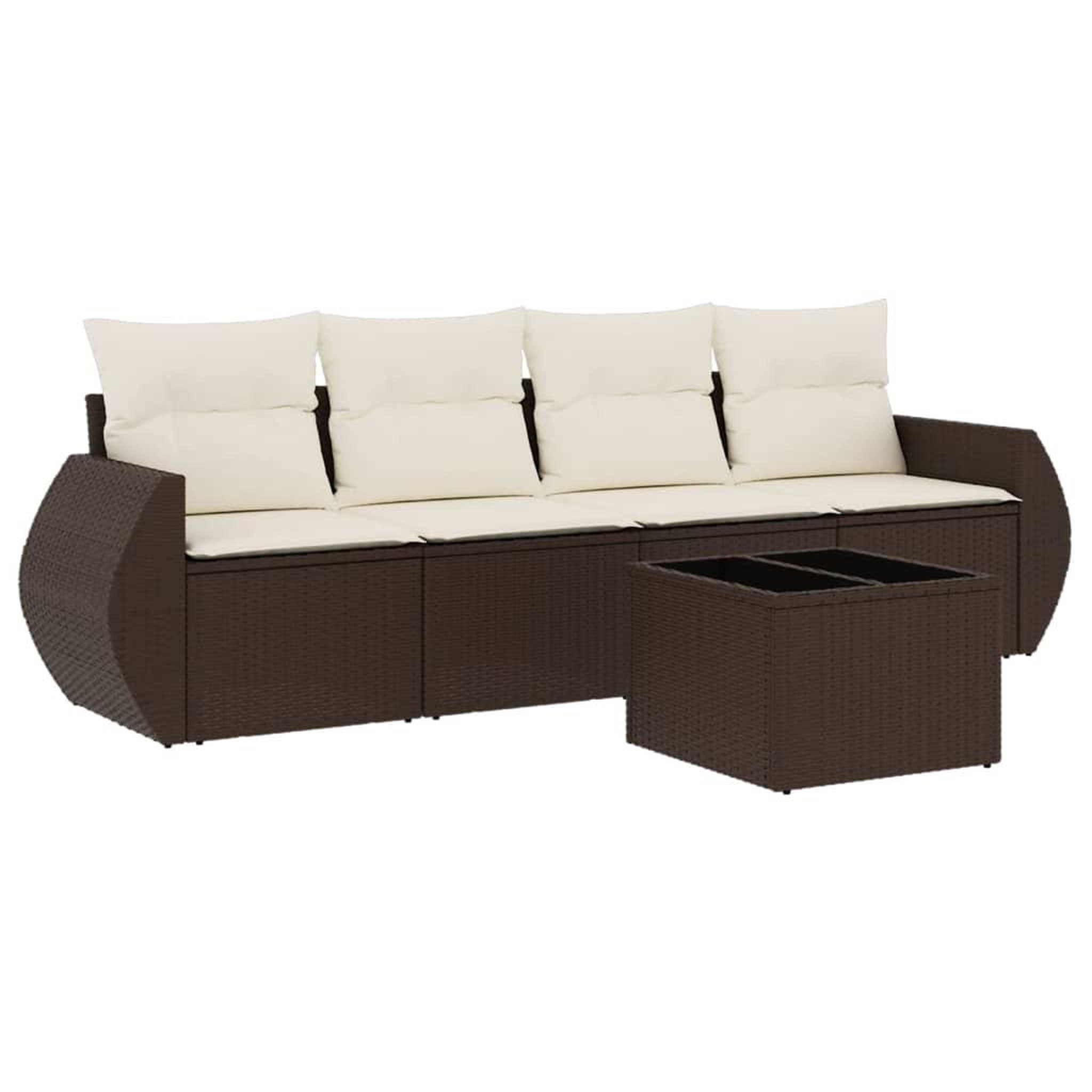Voir la diapositive 2 : VIDAXL Salon de jardin avec coussins 5 pcs marron resine tressee