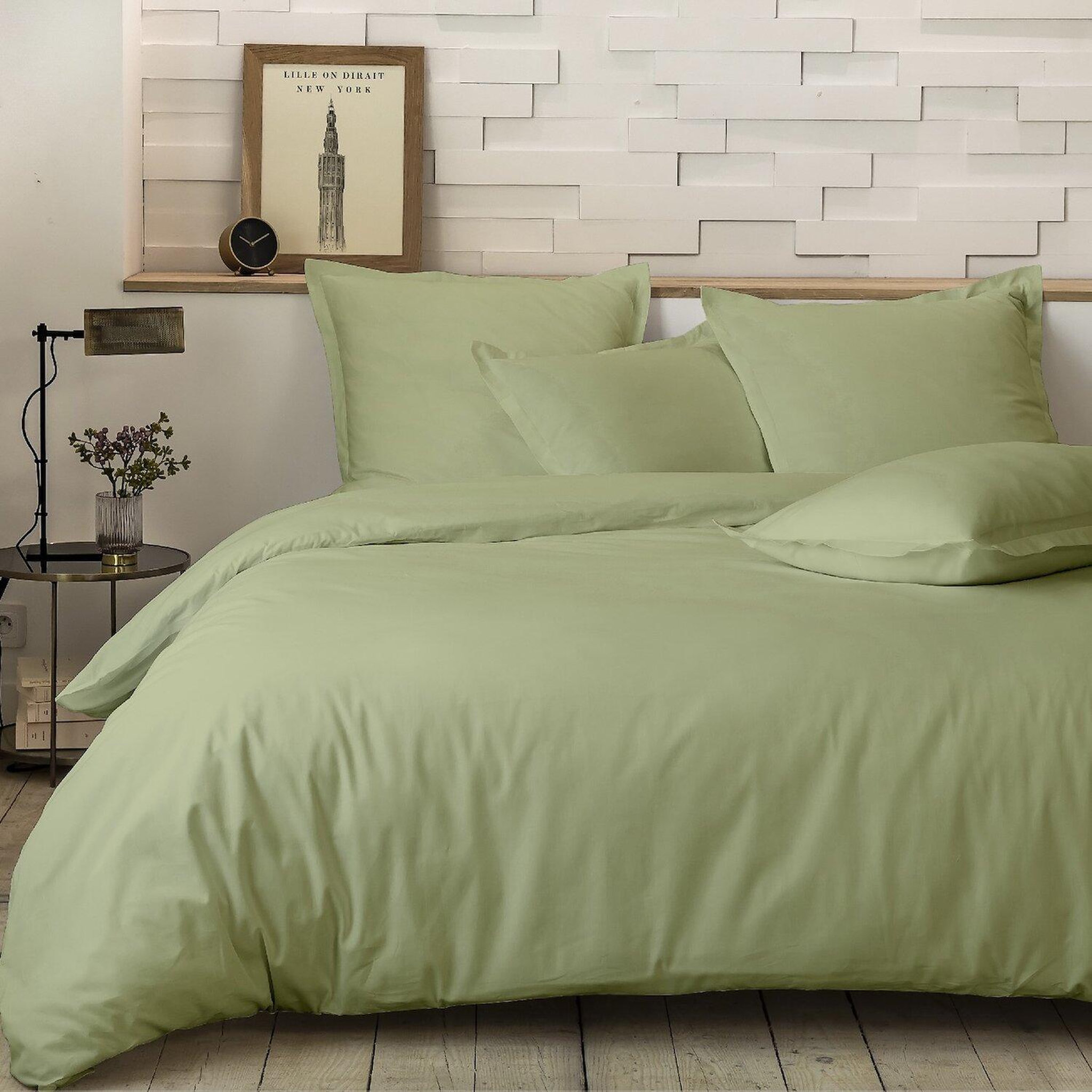 Voir la diapositive 2 : Home collection Parure de couette 100%percale de coton 80 fils/cm2-uni lin