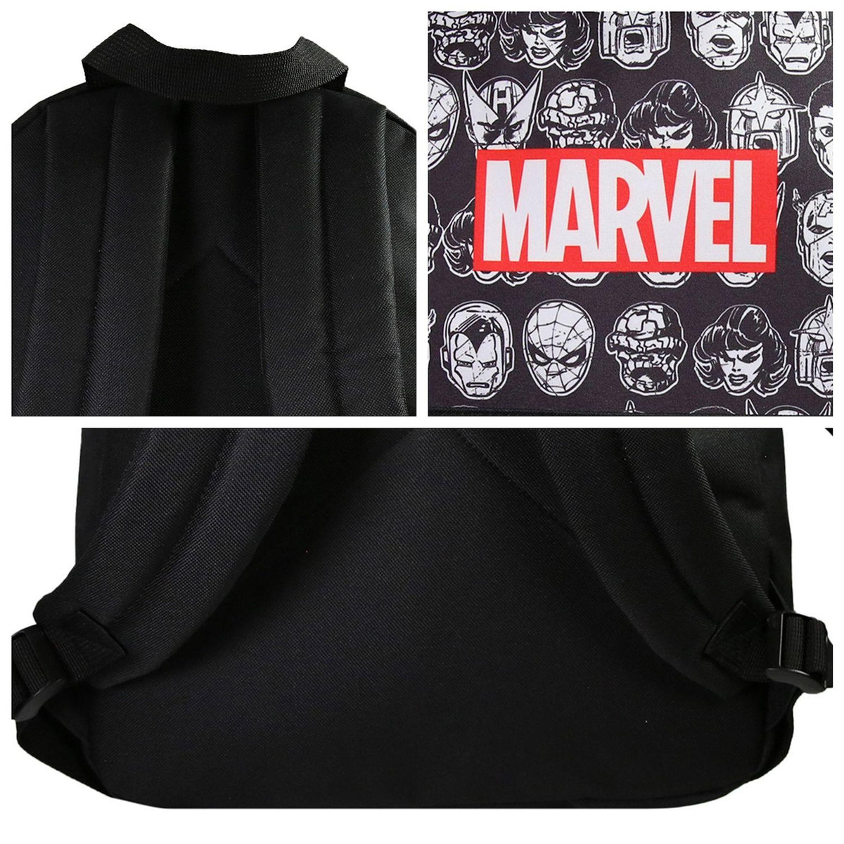 Bagtrotter Bagtrotter - Avengers - Marvel - Sac à Dos Scolaire - Noir - 1 Compartiment Zippé - 1 Poche Zippée - 29x13x40cm - Bretelles Matelassées - Dos Matelassé - Matière Polyester - Sac à Dos Scolaire Primaire et Secondaire