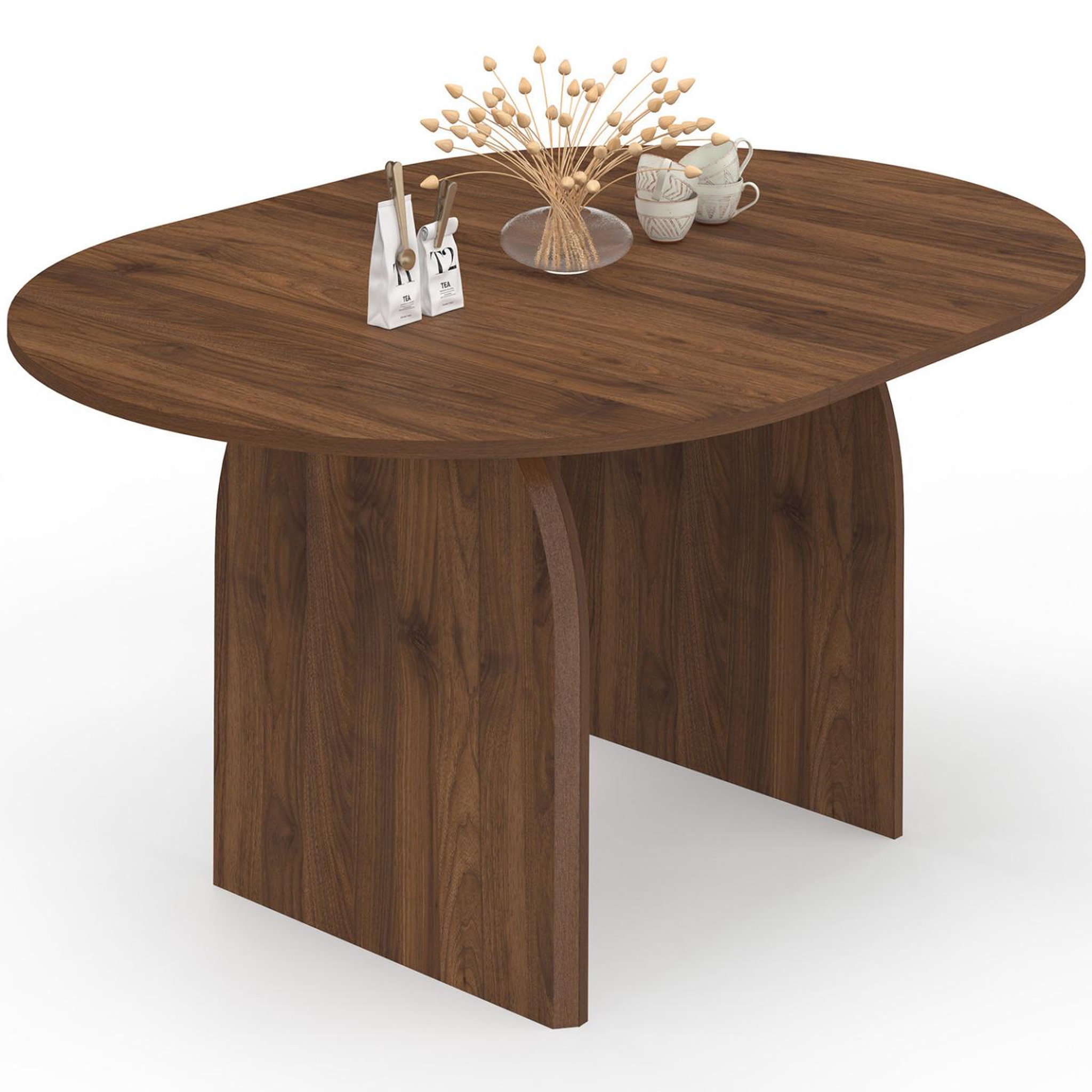 ID MARKET Table à manger extensible japandi ovale edith 4-8 personnes effet noyer 110-150 cm