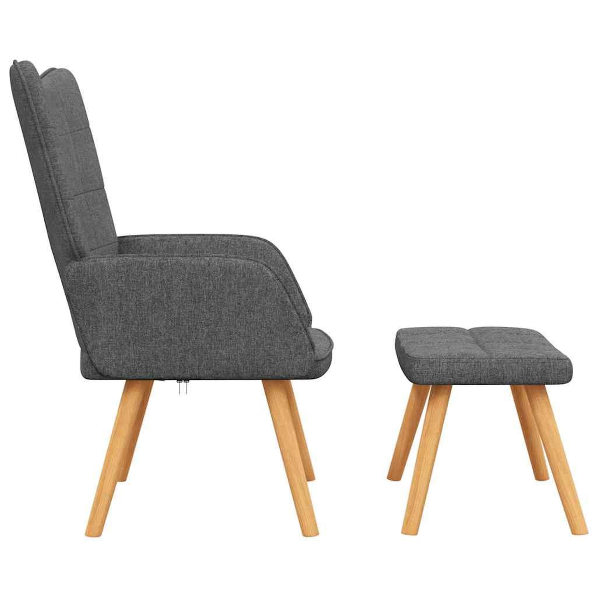 Voir la diapositive 4 : VIDAXL Chaise de relaxation avec tabouret Gris fonce Tissu